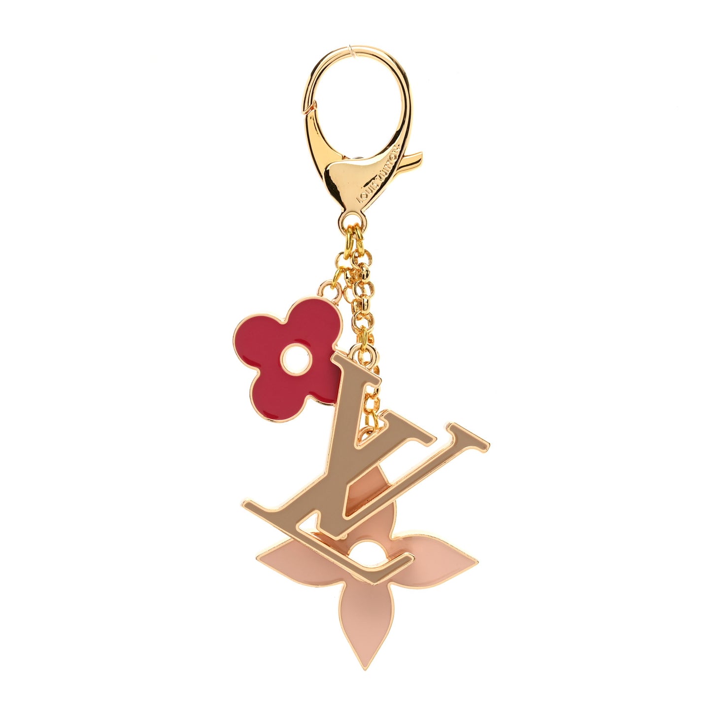 Fleur De Monogram Bag Charm Pink