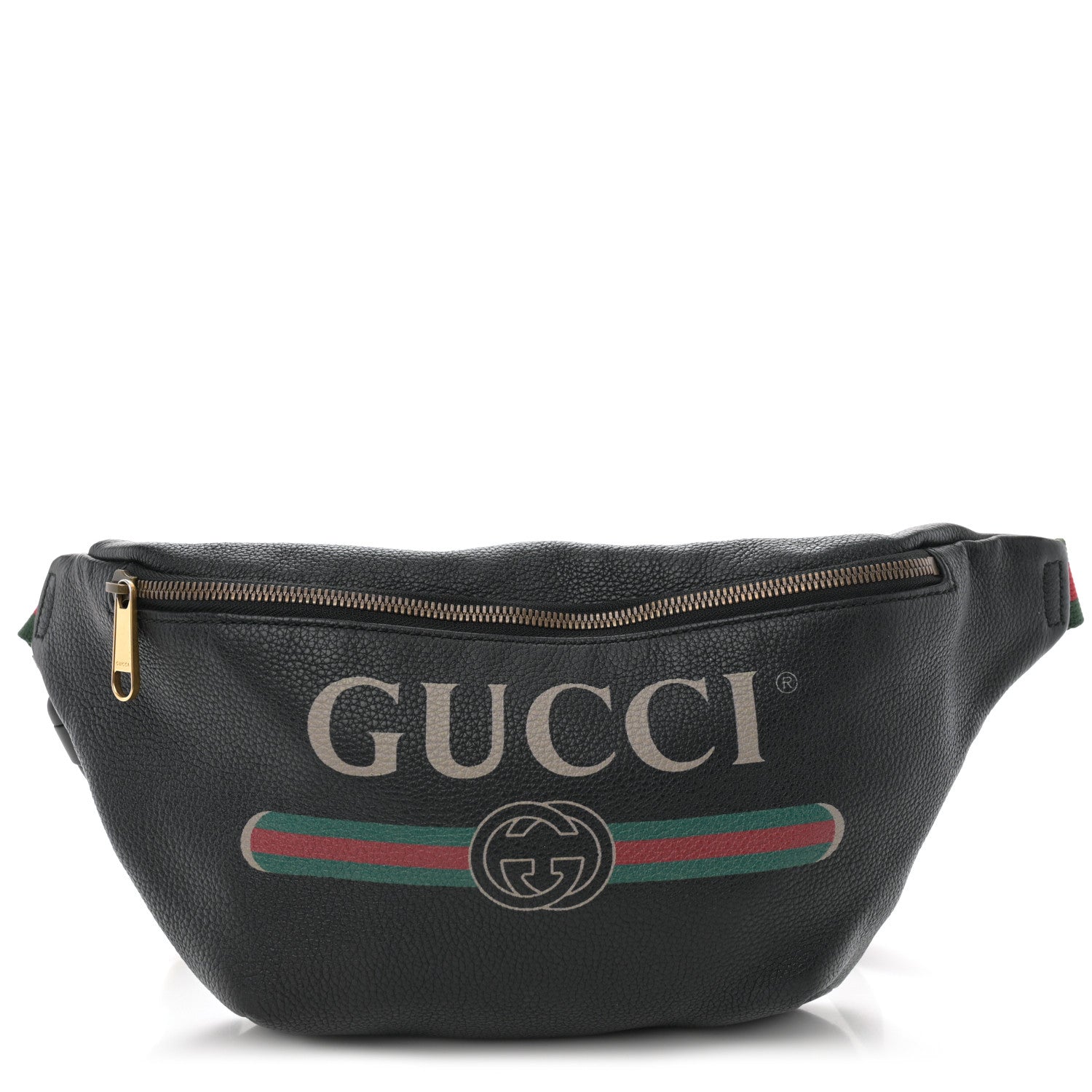 Gucci Grained Calfskin Logo Belt Bag Black 1 of 10