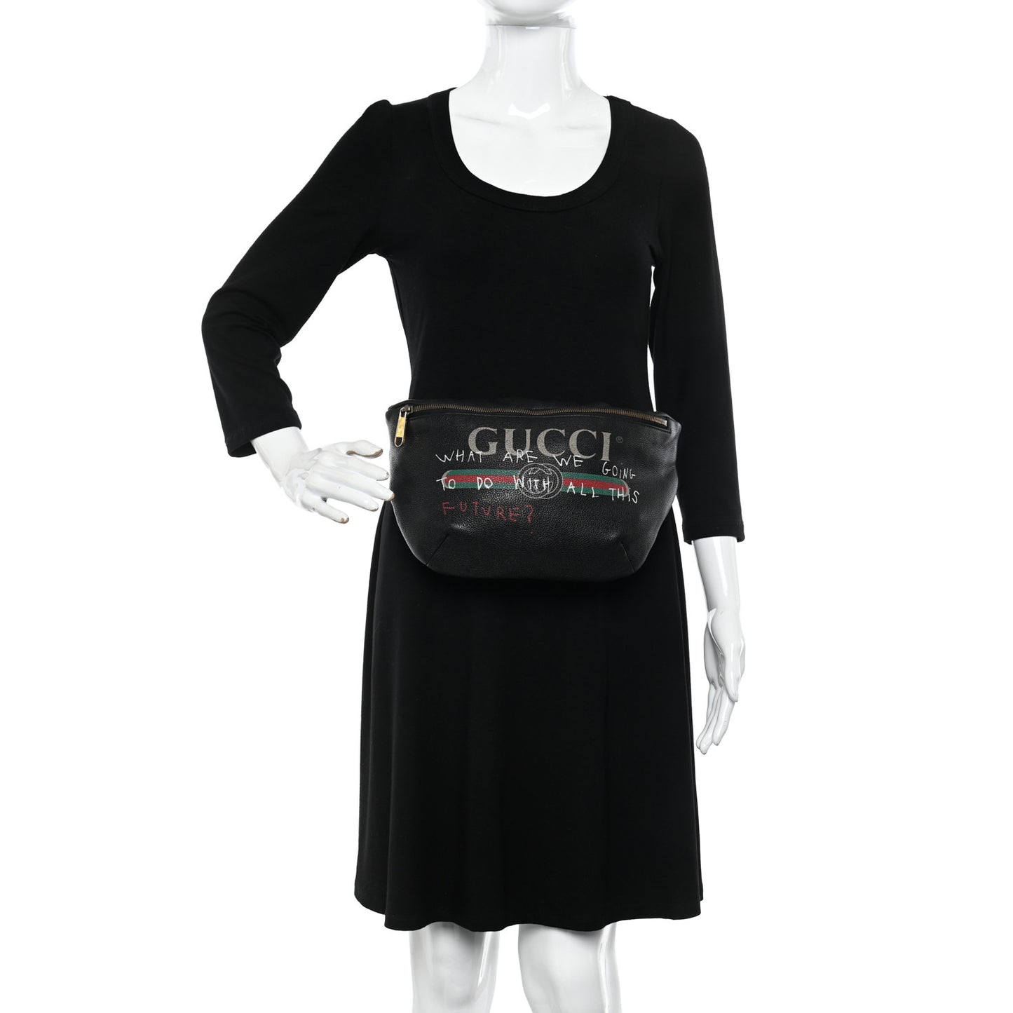 Grained Calfskin Coco Capitan Logo Belt Bag Black