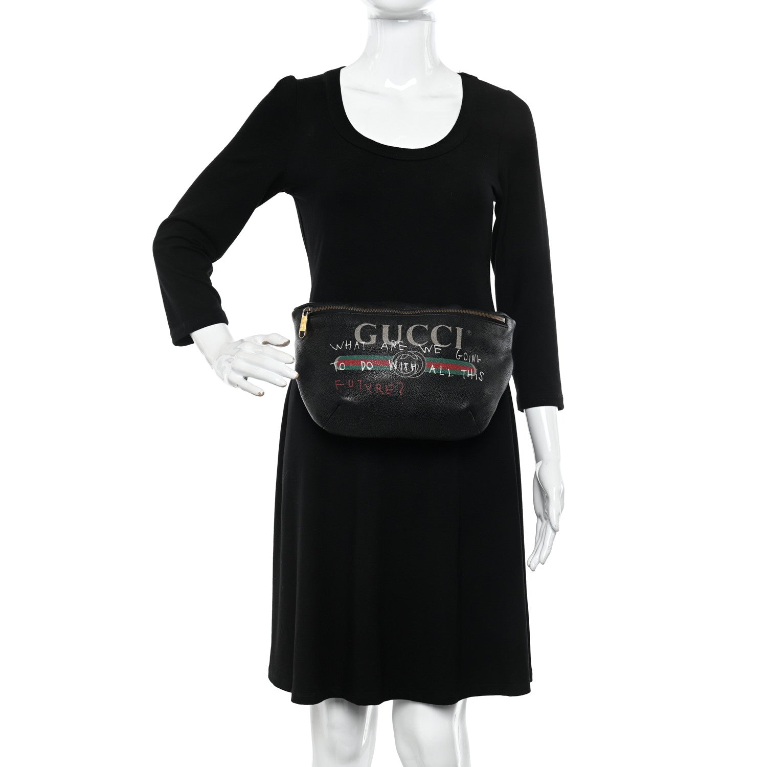 Gucci Grained Calfskin Coco Capitan Logo Belt Bag Black 2 of 16