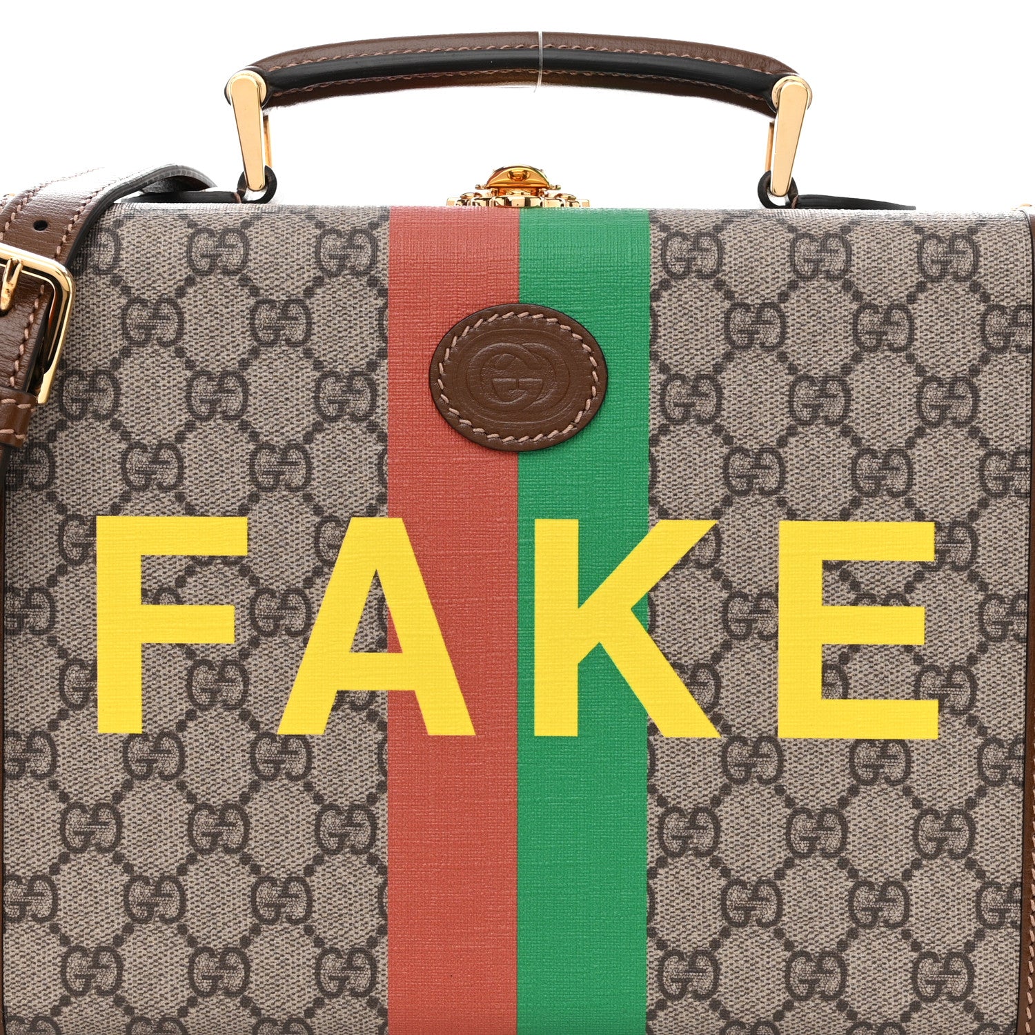Gucci GG Supreme Monogram Azalea Calfskin Fake/Not Retro Interlocking G Beauty Case Beige Ebony Brown Sugar 8 of 10