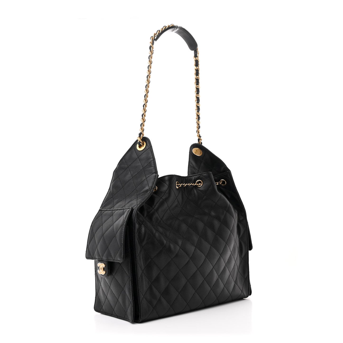Caviar Quilted Medium Chanel 25 Handbag Black