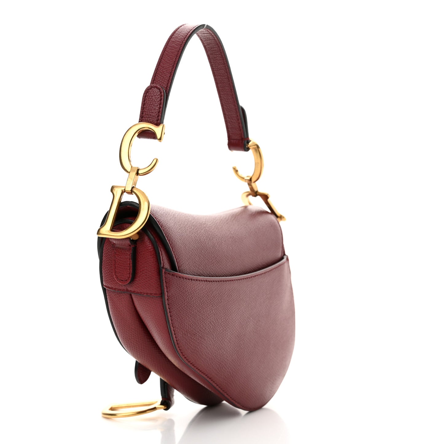 Grained Calfskin Mini Saddle Bag Red