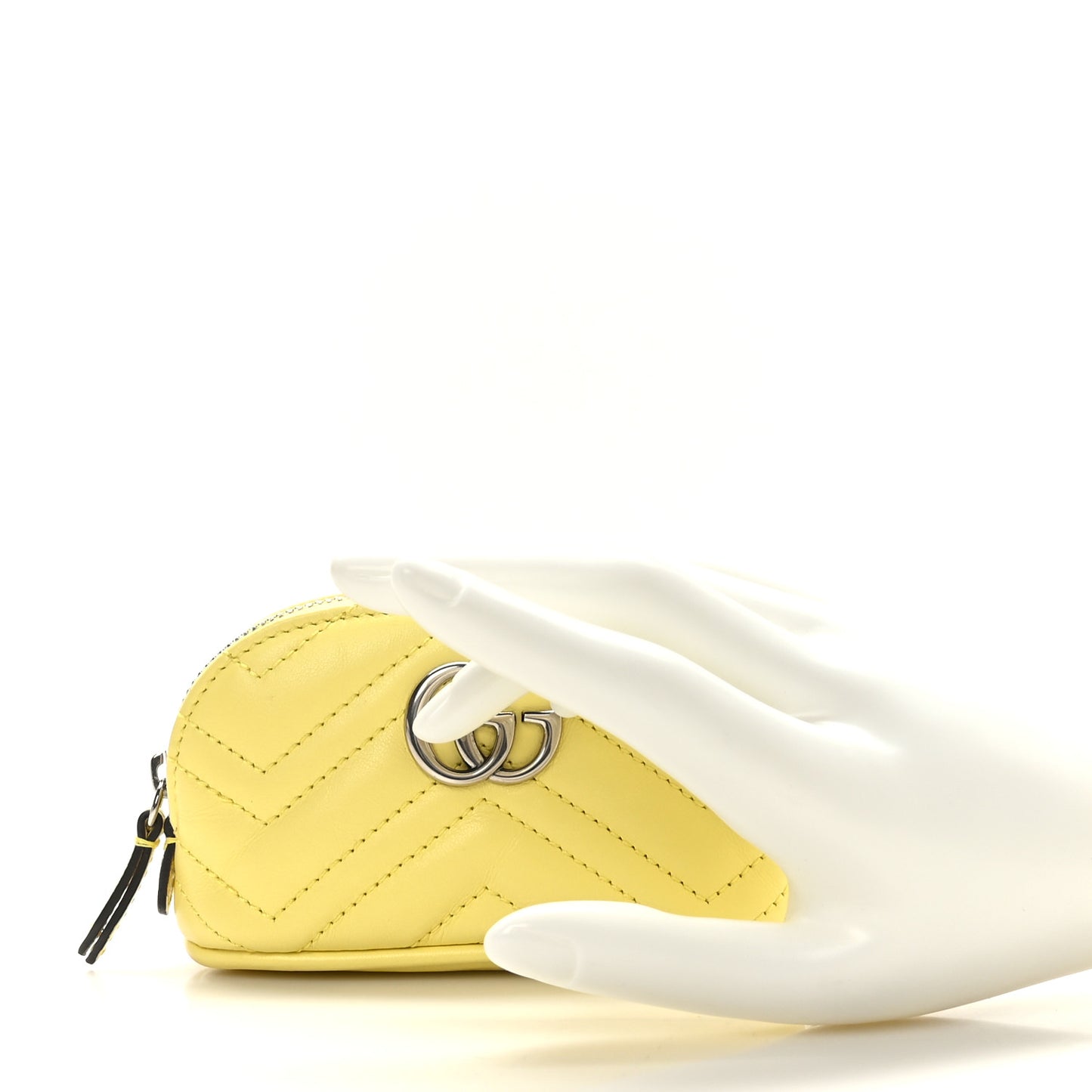 Calfskin Matelasse GG Marmont Key Pouch Banana