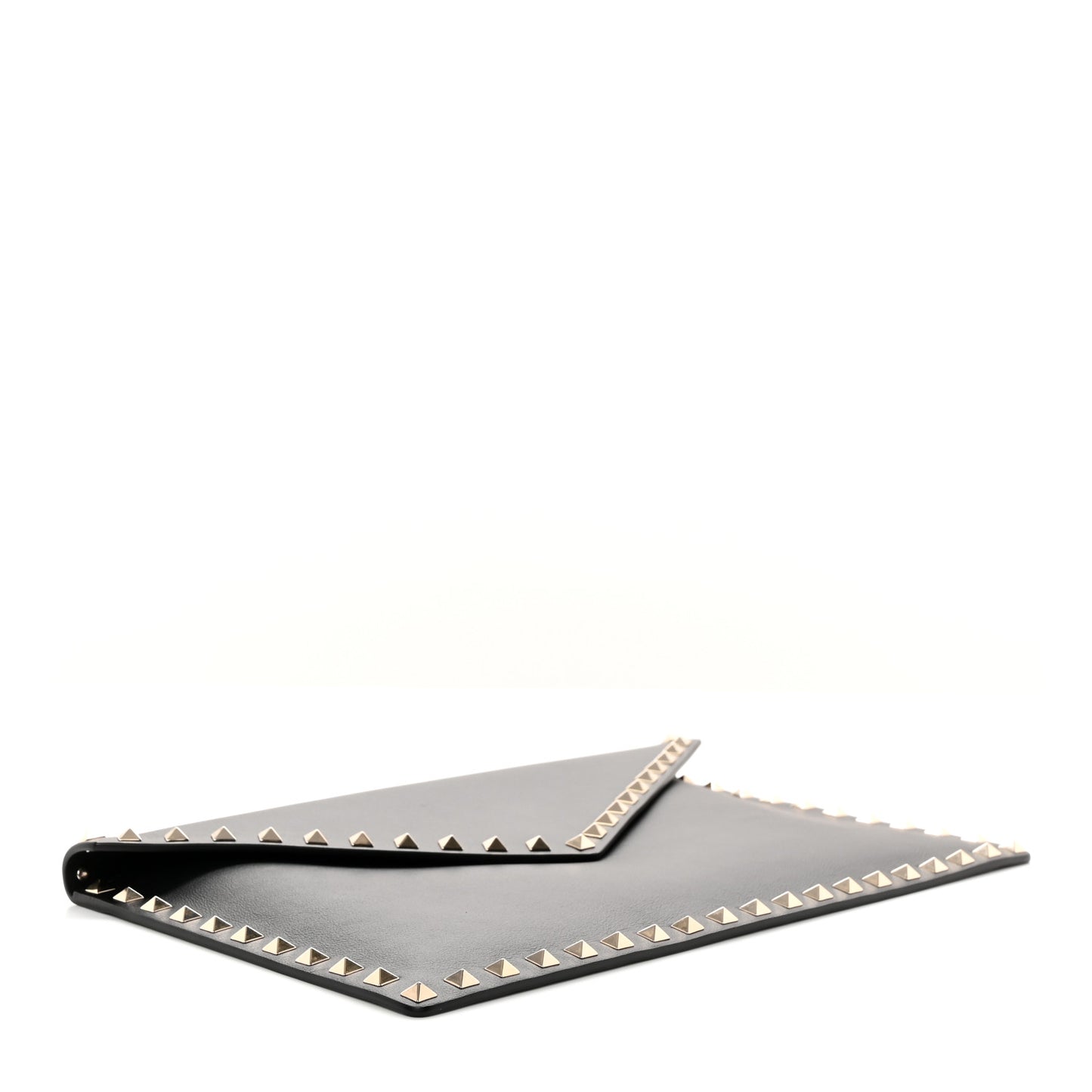 Vitello Large Rockstud Envelope Clutch Black