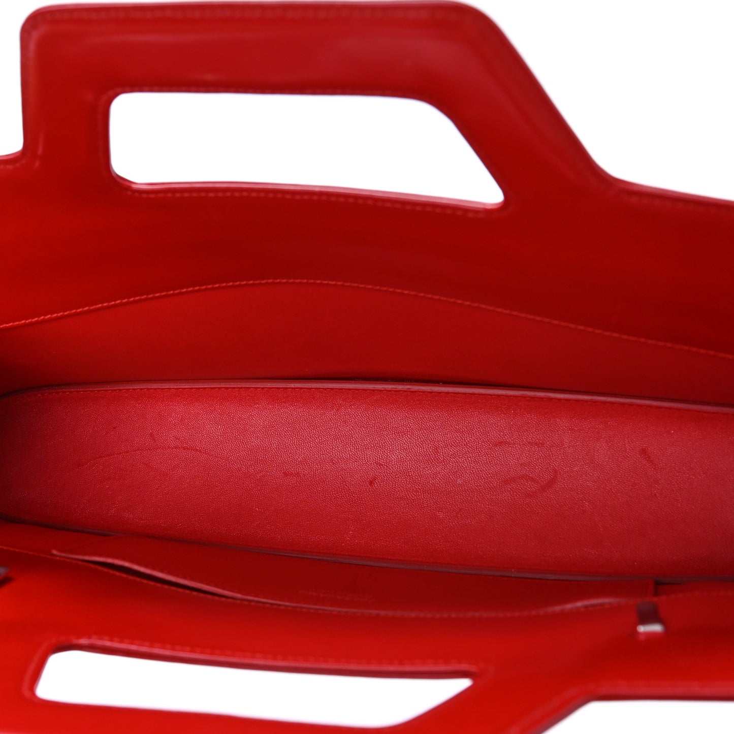 Brushed Calfskin Wanda East West Top Handle Bag Flame Red