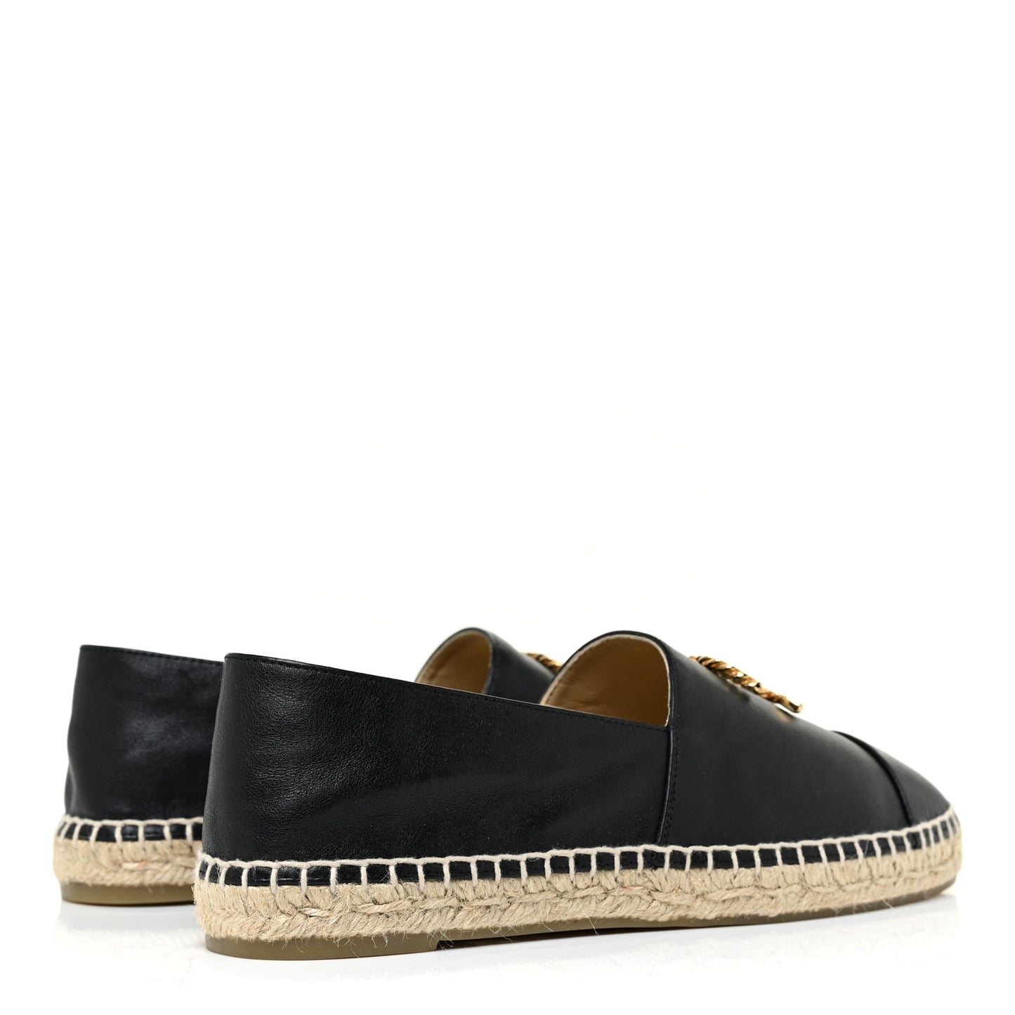 Calfskin Chain CC Espadrilles 40 Black