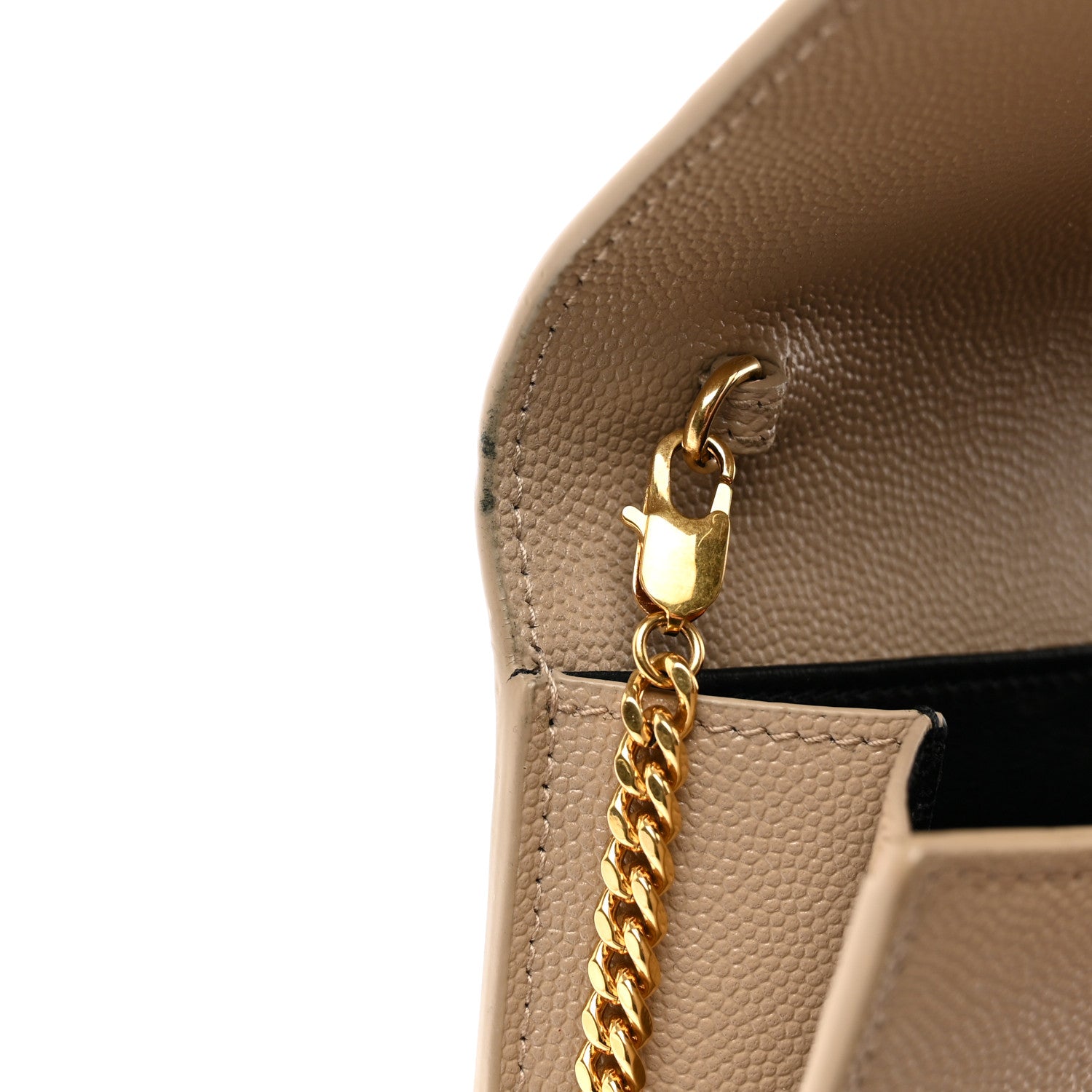 Saint Laurent Grain De Poudre Monogram Uptown Chain Wallet Dark Beige 9 of 11