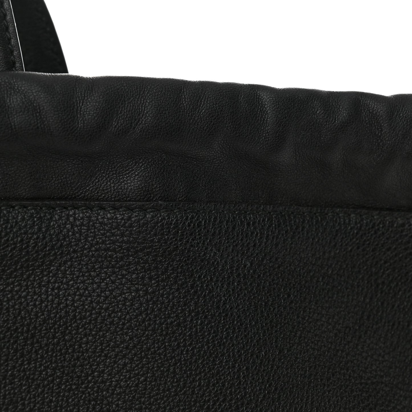 Calfskin Logo Drawstring Backpack Black