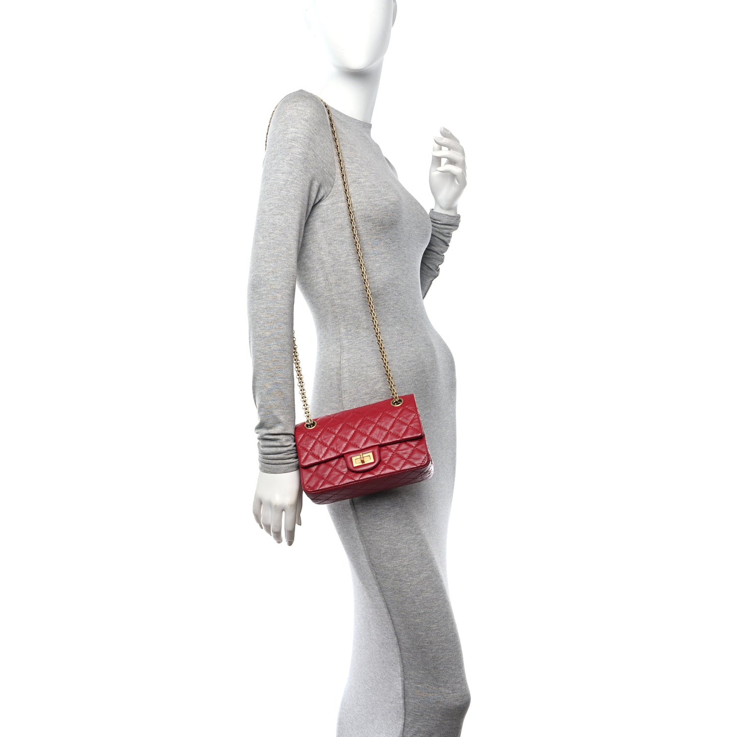 Aged Calfskin Quilted 2.55 Reissue Mini Flap Red
