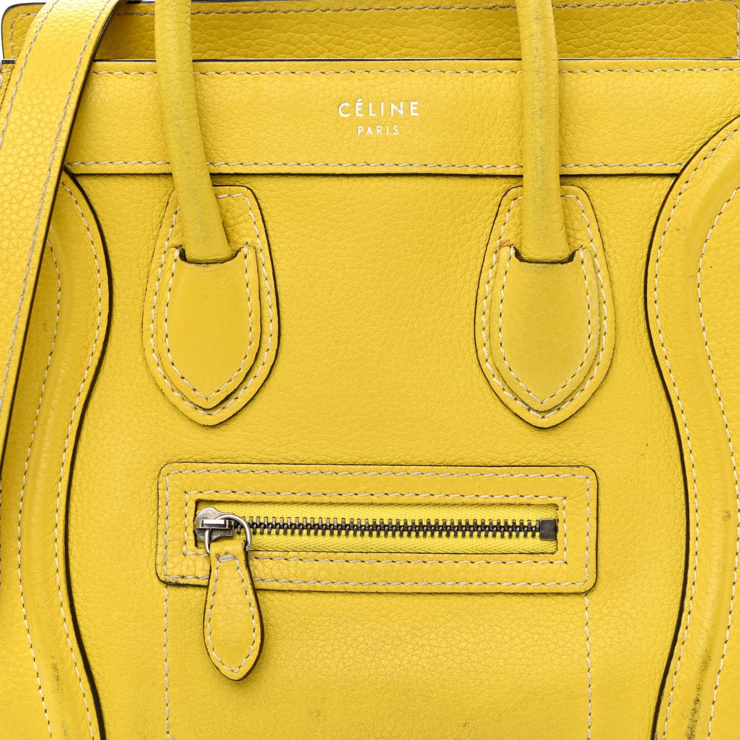 Drummed Calfskin Nano Luggage Citron