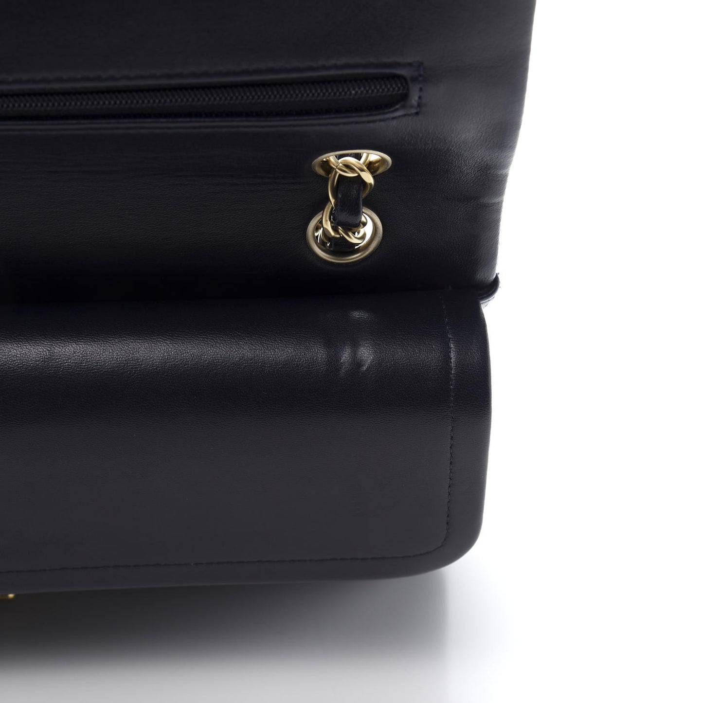 Lambskin Quilted Medium Double Flap Navy