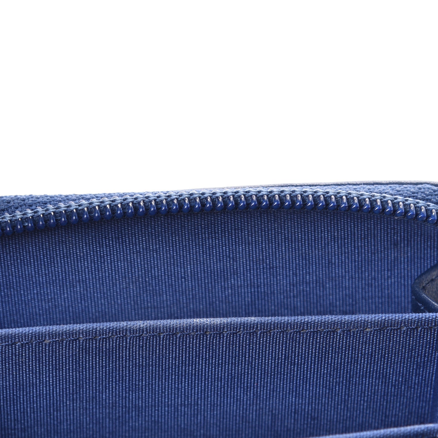 Lambskin Quilted Boy Zip Around Coin Purse Wallet Blue