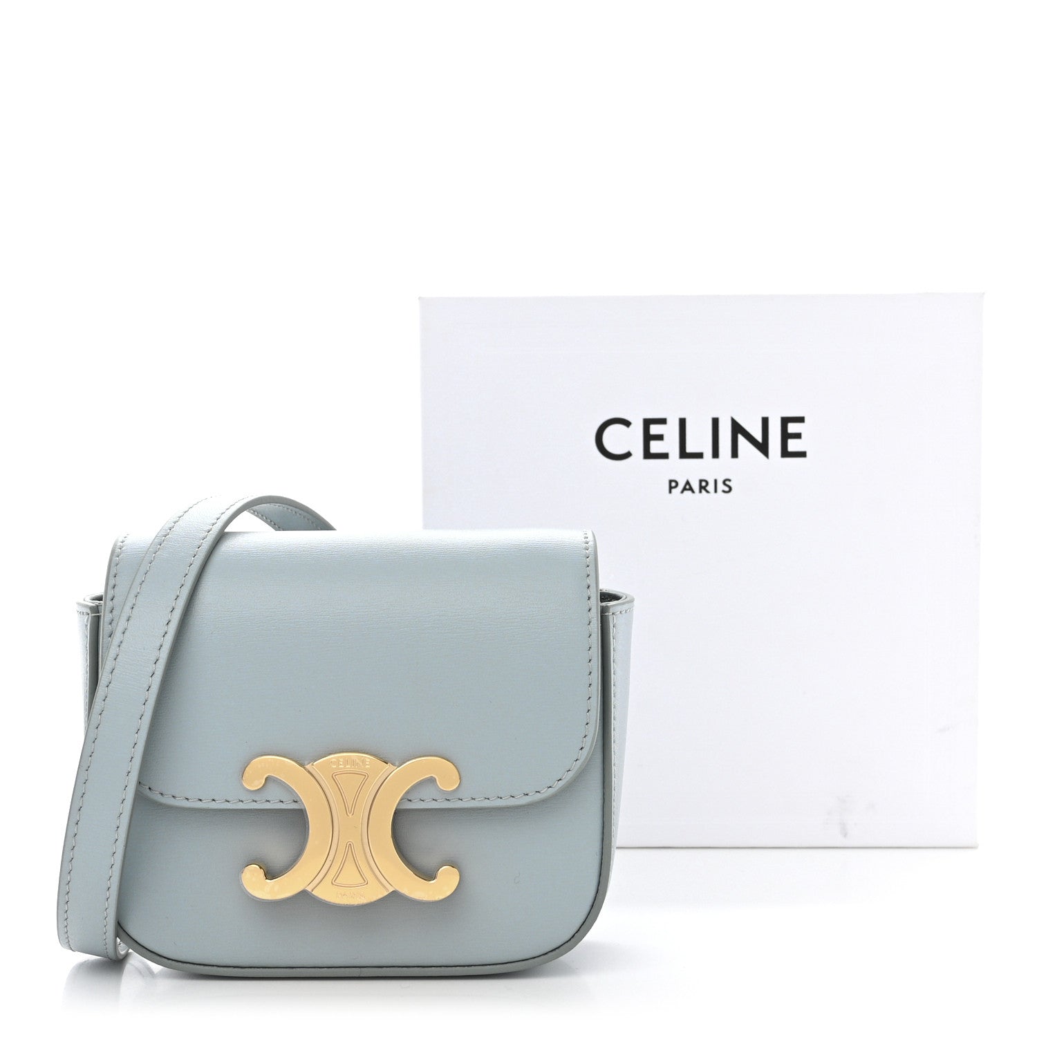 Celine Shiny Calfskin Mini Triomphe Soft Blue 12 of 12
