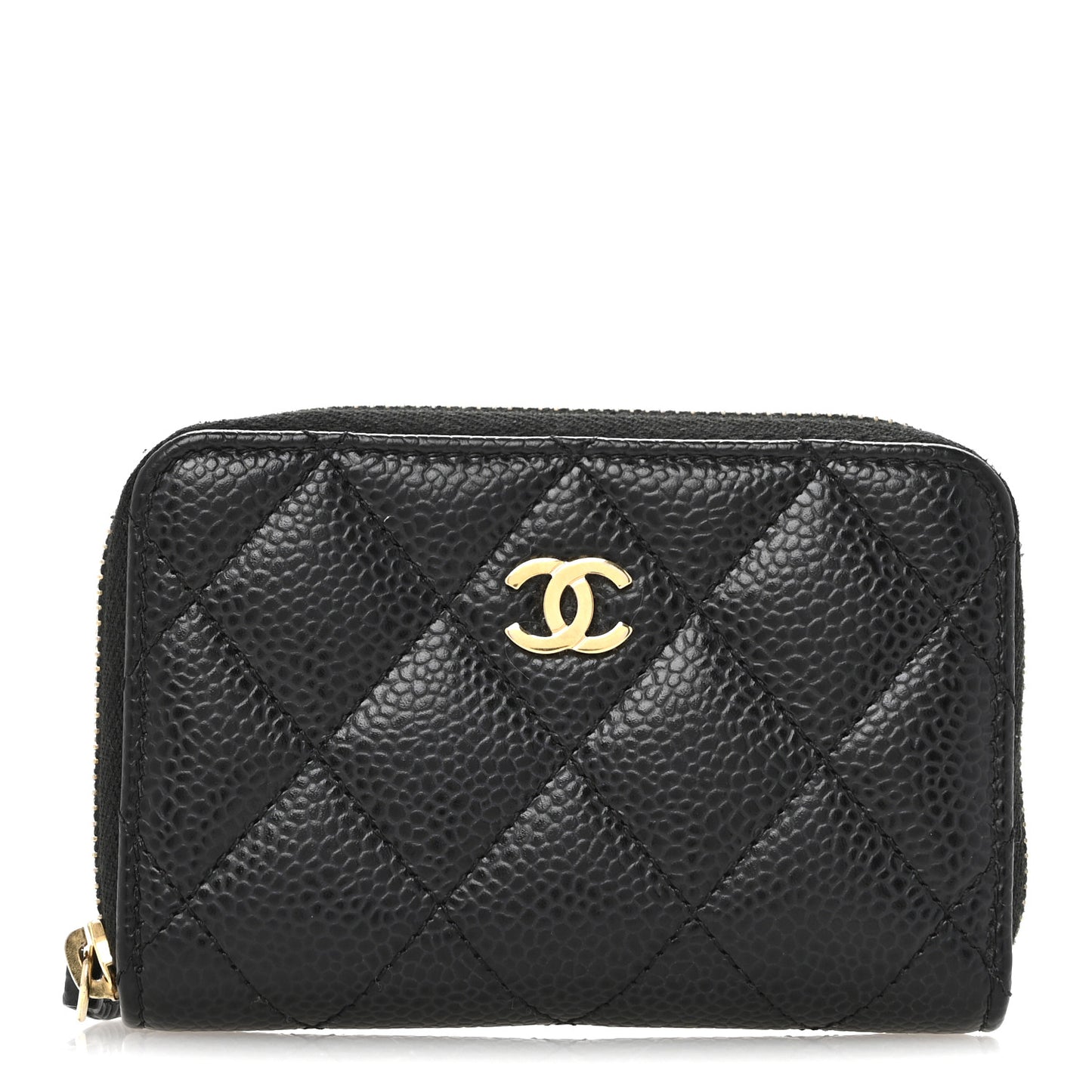 Caviar Quilted Zip Coin Purse Black