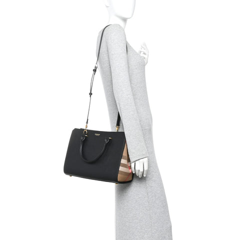 Calfskin Mega Check Small Banwell Tote Black