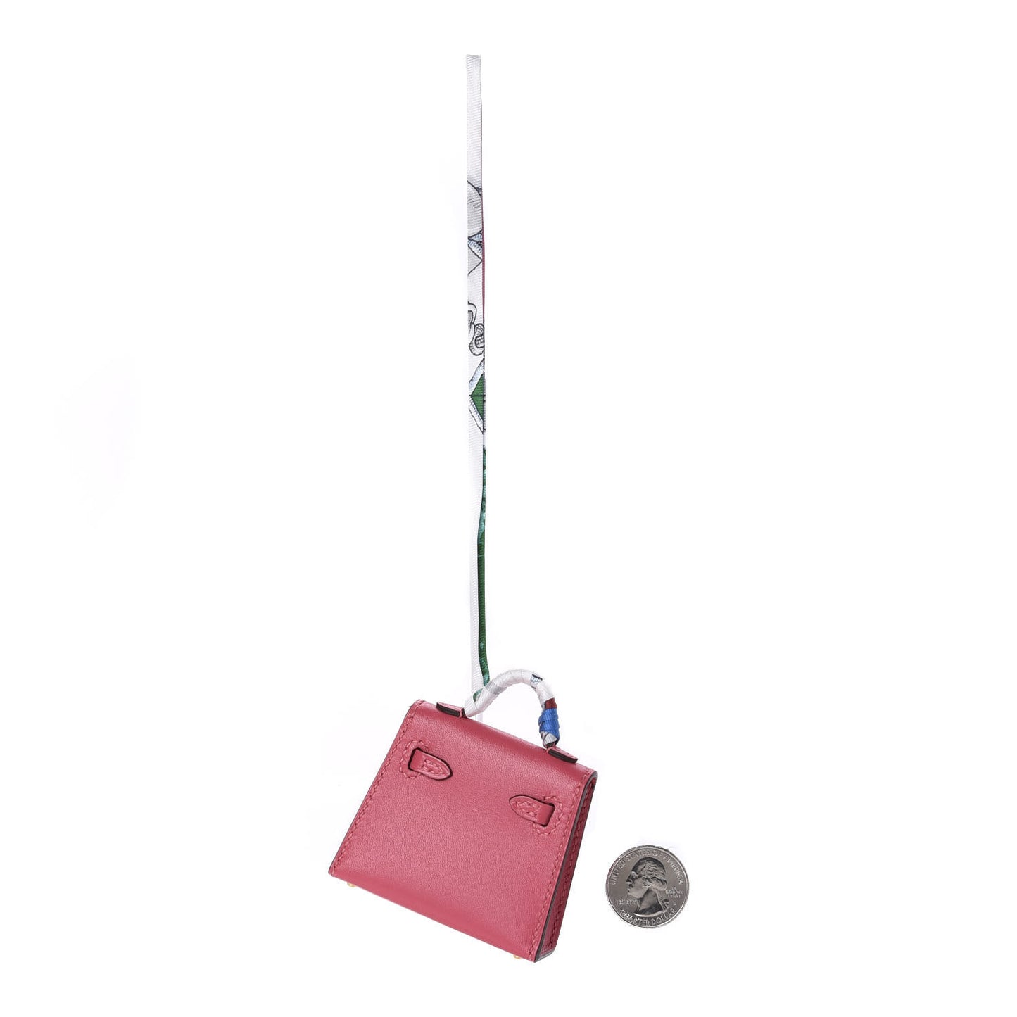 Tadelakt Mini Kelly Twilly Bag Charm Rose Lipstick