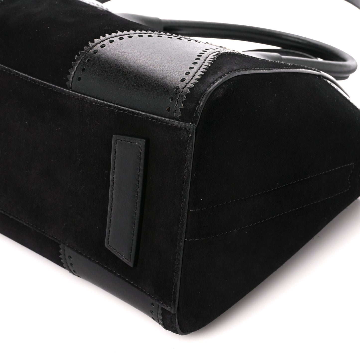 Calfskin Suede Brogue Small Antigona Black