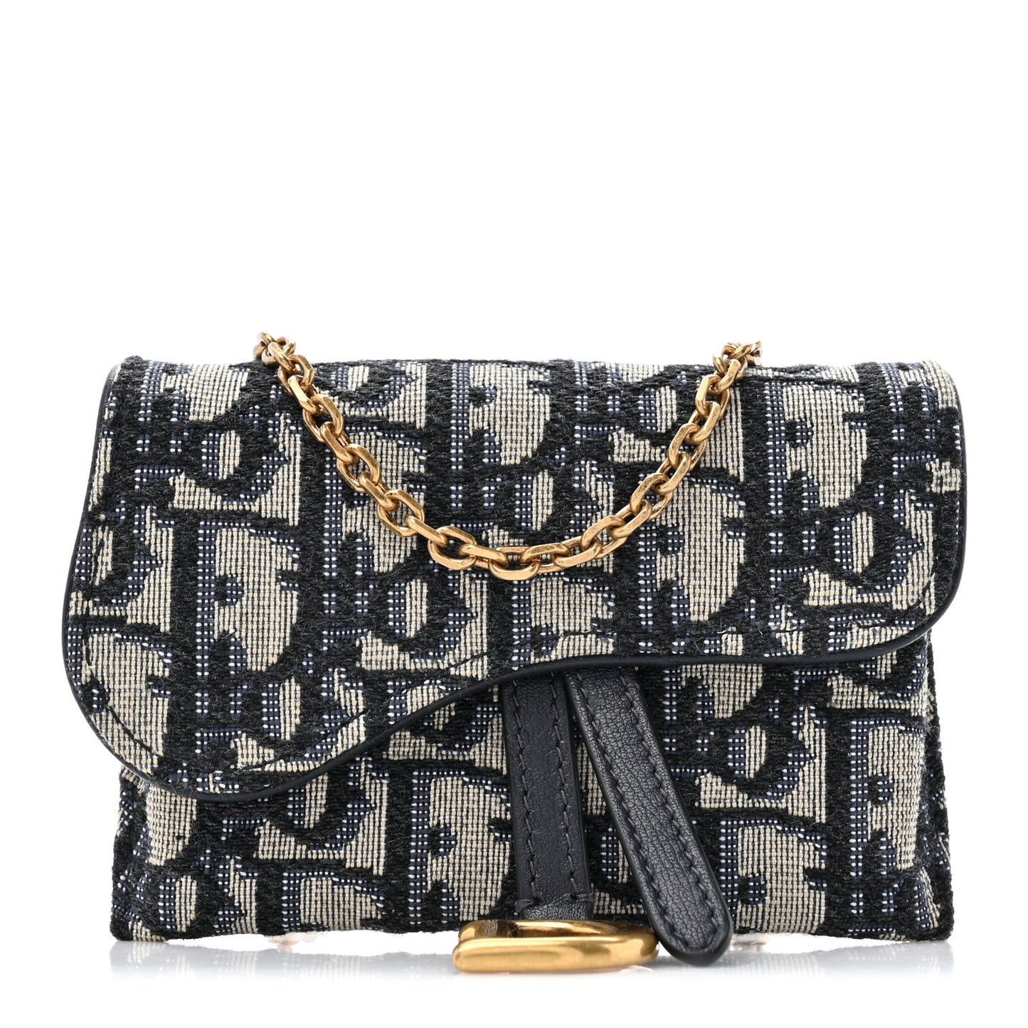 Oblique Nano Saddle Chain Pouch Blue