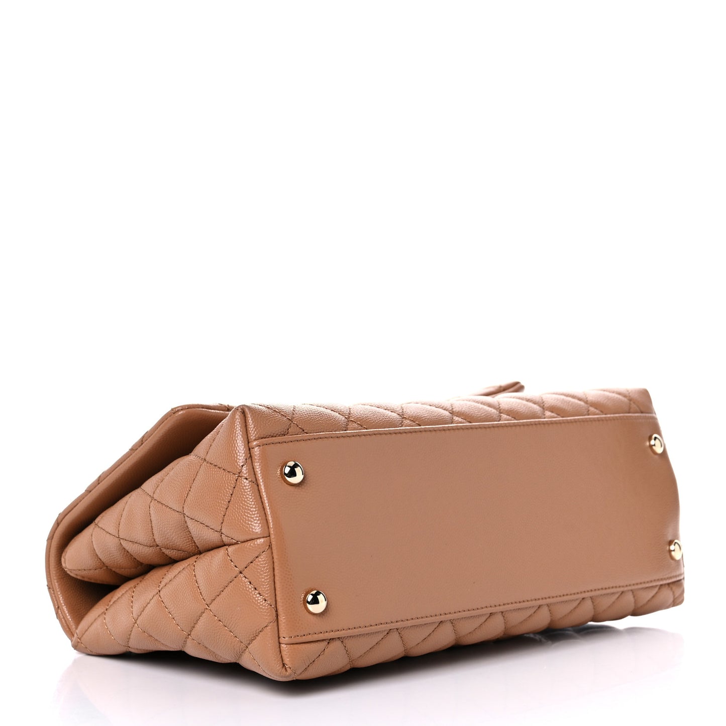 Caviar Quilted Small Coco Handle Flap Brown