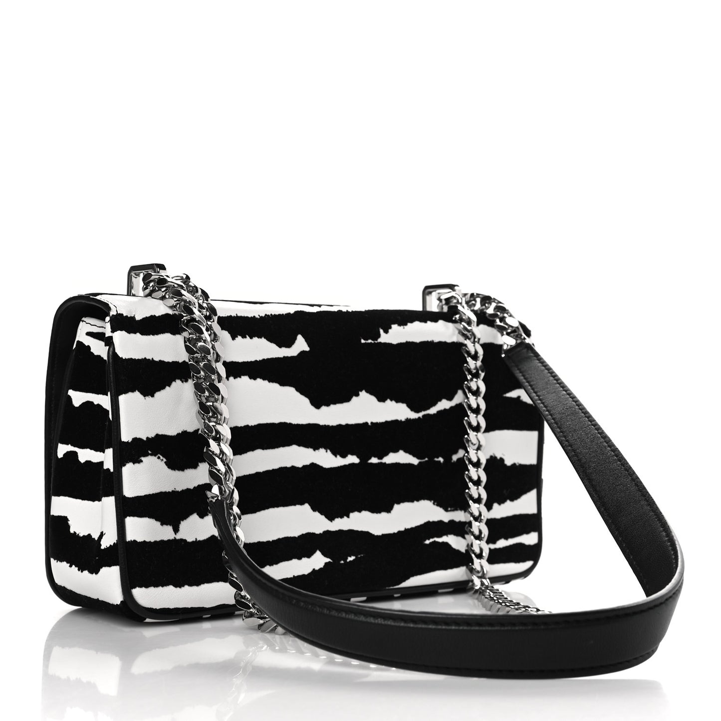Calfskin Zebra Print Lola Bag Black White