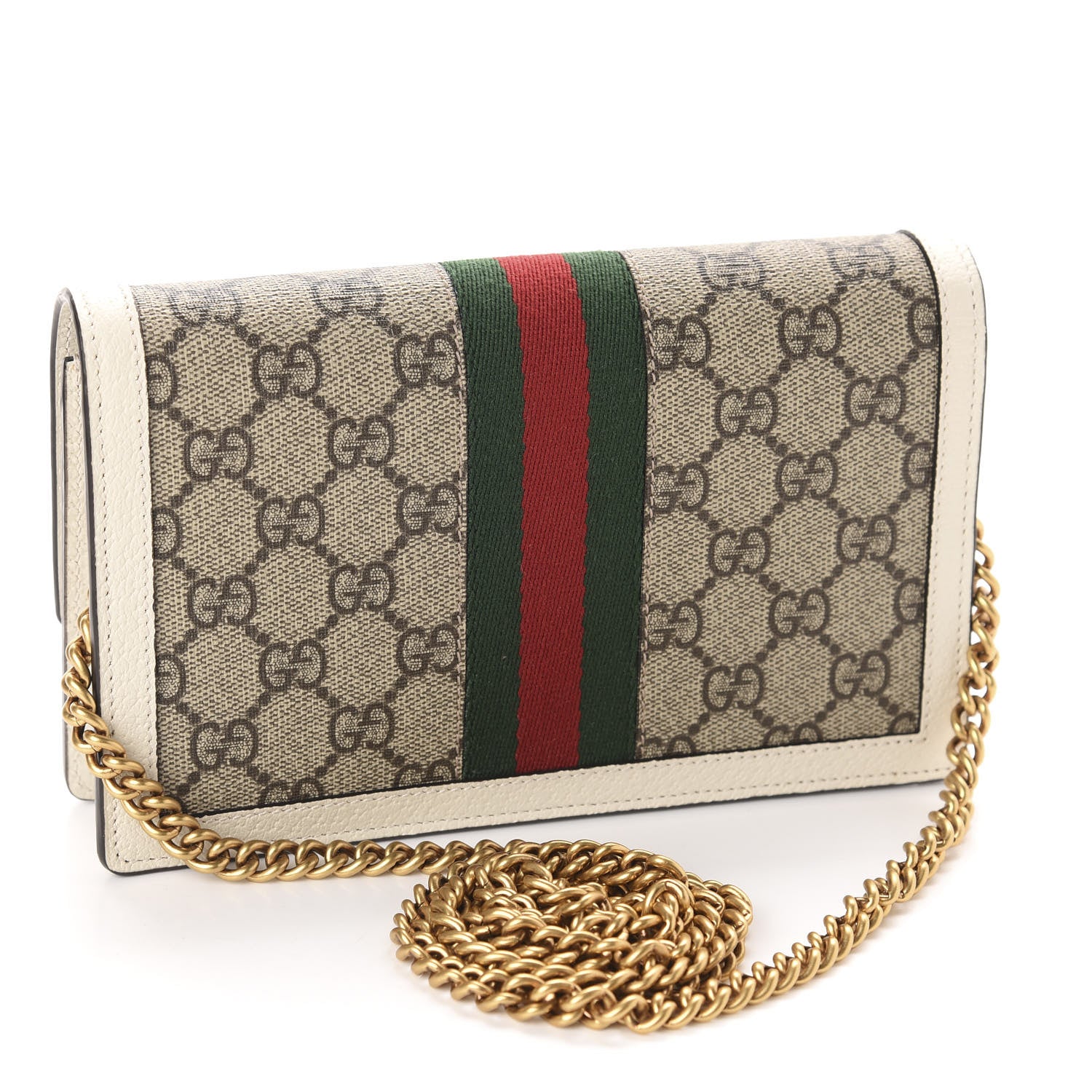 Gucci GG Supreme Monogram Web Queen Margaret Chain Wallet White 3 of 10