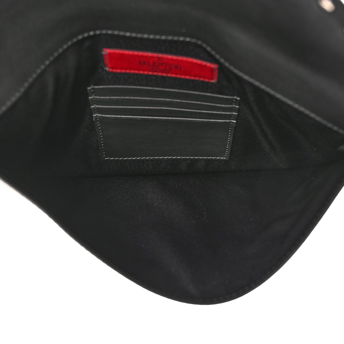 Vitello Large Rockstud Envelope Clutch Black