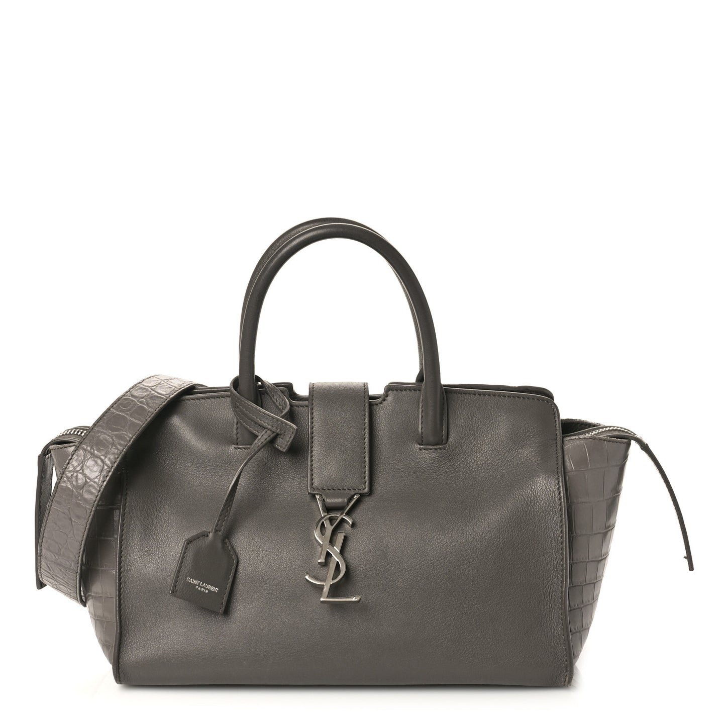 Smooth Calfskin Crocodile Embossed Baby Monogram Downtown Cabas Earth