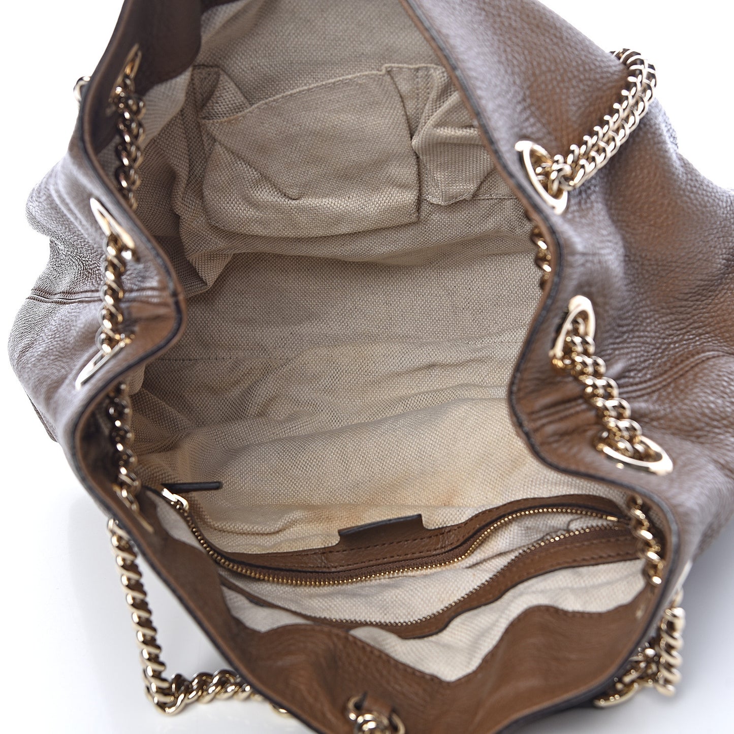 Pebbled Calfskin Medium Soho Chain Shoulder Bag Maple Brown