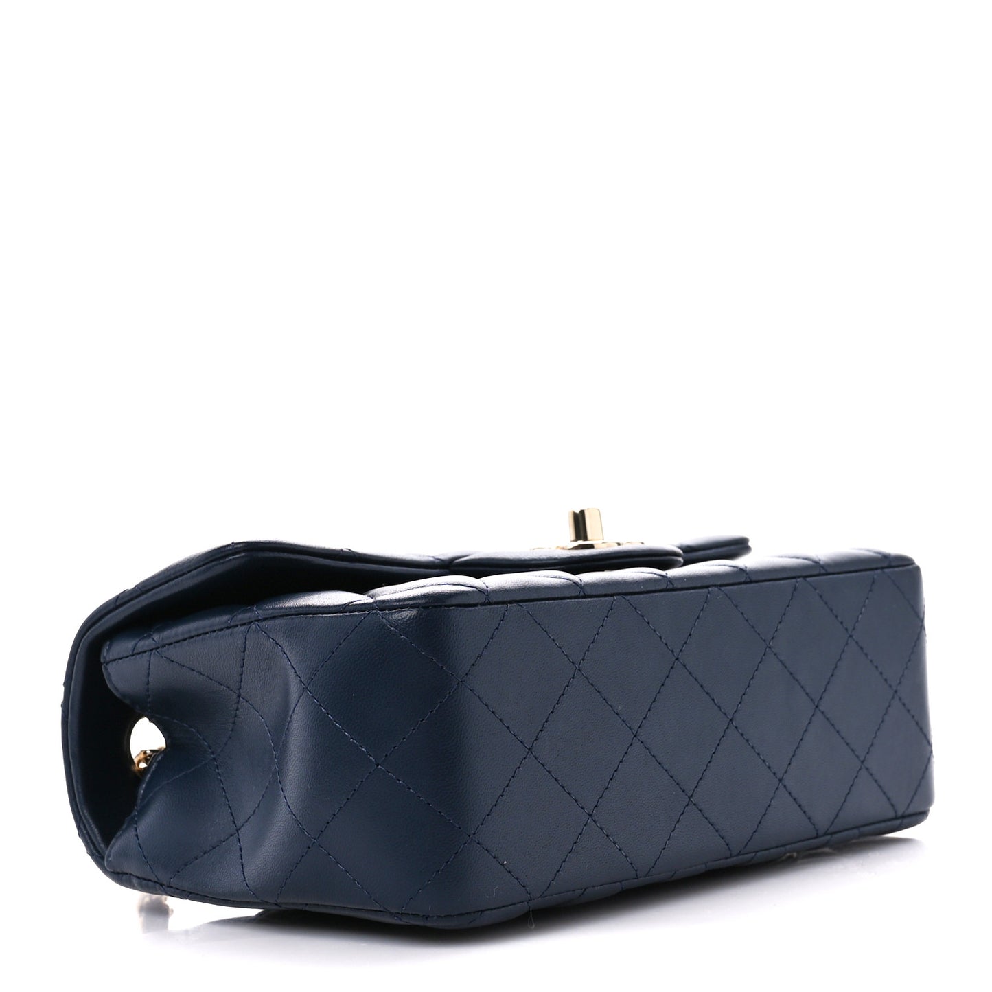 Lambskin Quilted Mini Rectangular Flap Navy
