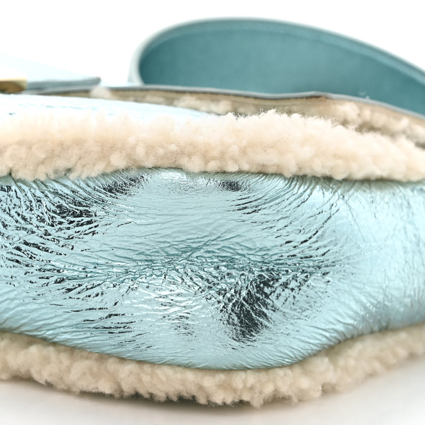Metallic Lambskin Sheepskin Fur Re-Edition 2005-2006 Baguette Light Blue