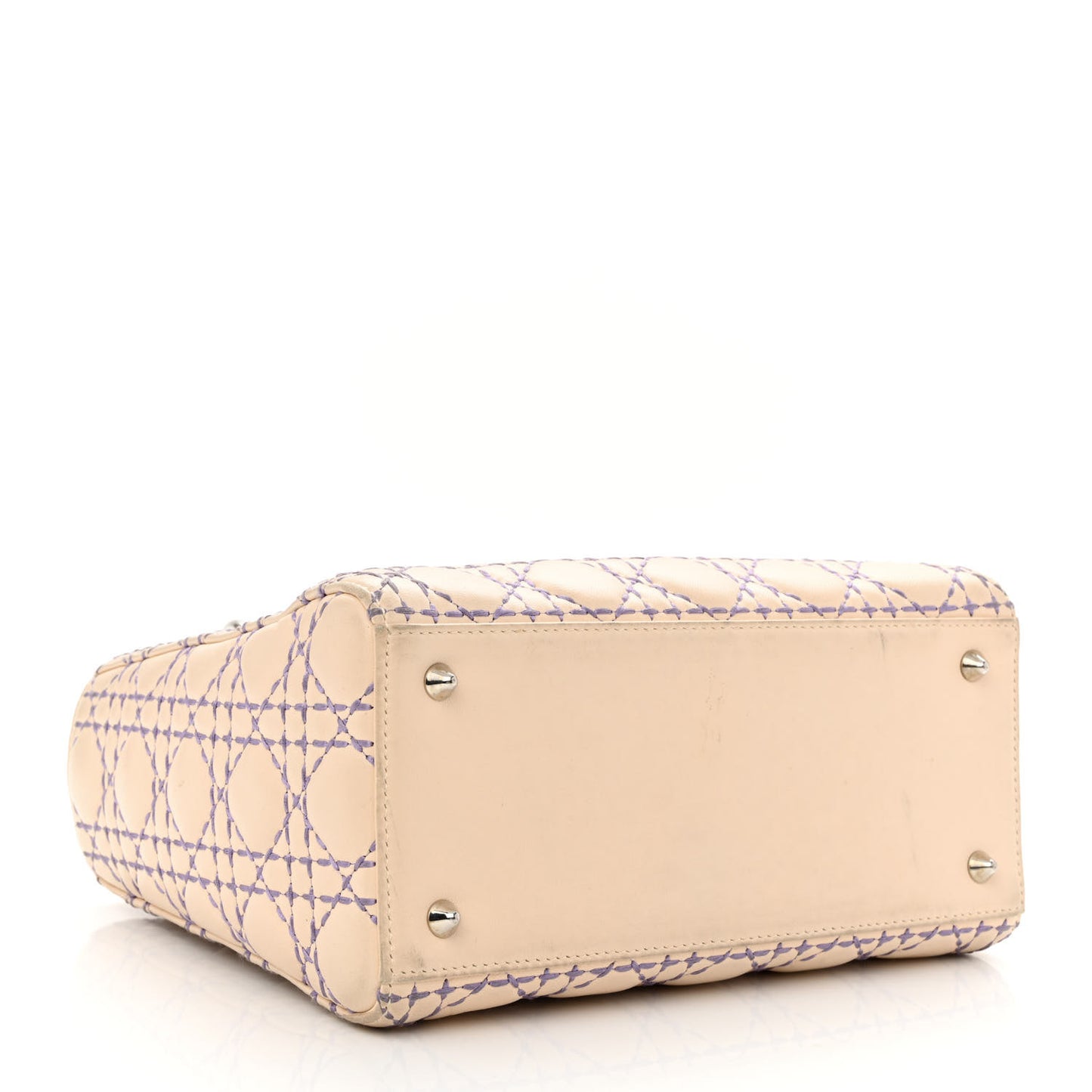 Lambskin Patent Stitched Cannage Medium Lady Dior Beige Purple