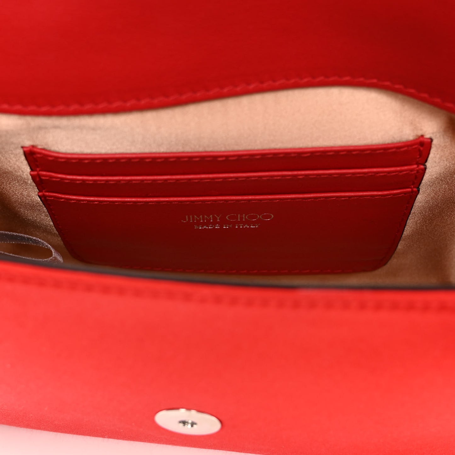 Satin Crystal Embellished Madeline Clutch Red