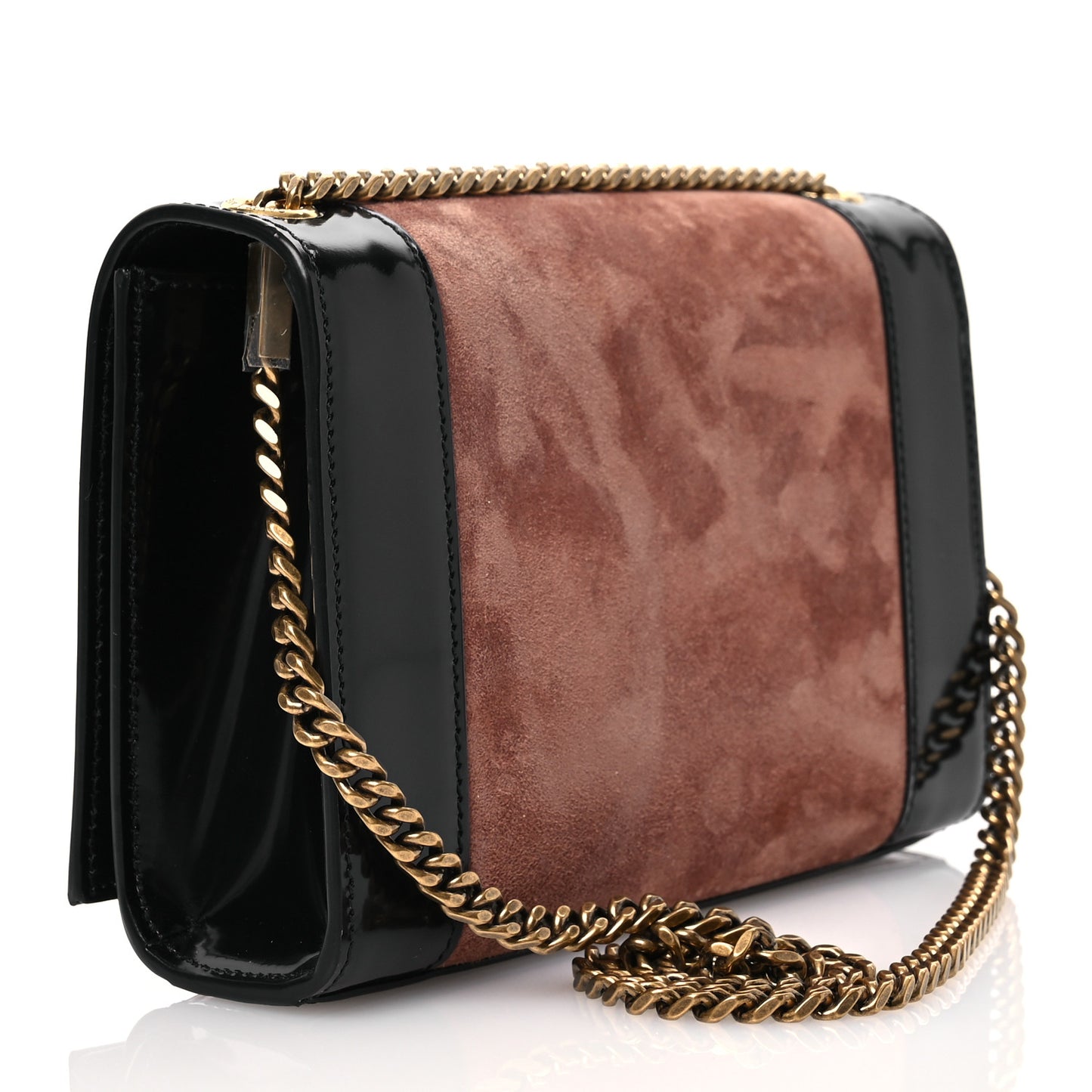 Suede Nappa Patent Calfskin Two-Toned Small Monogram Kate Satchel