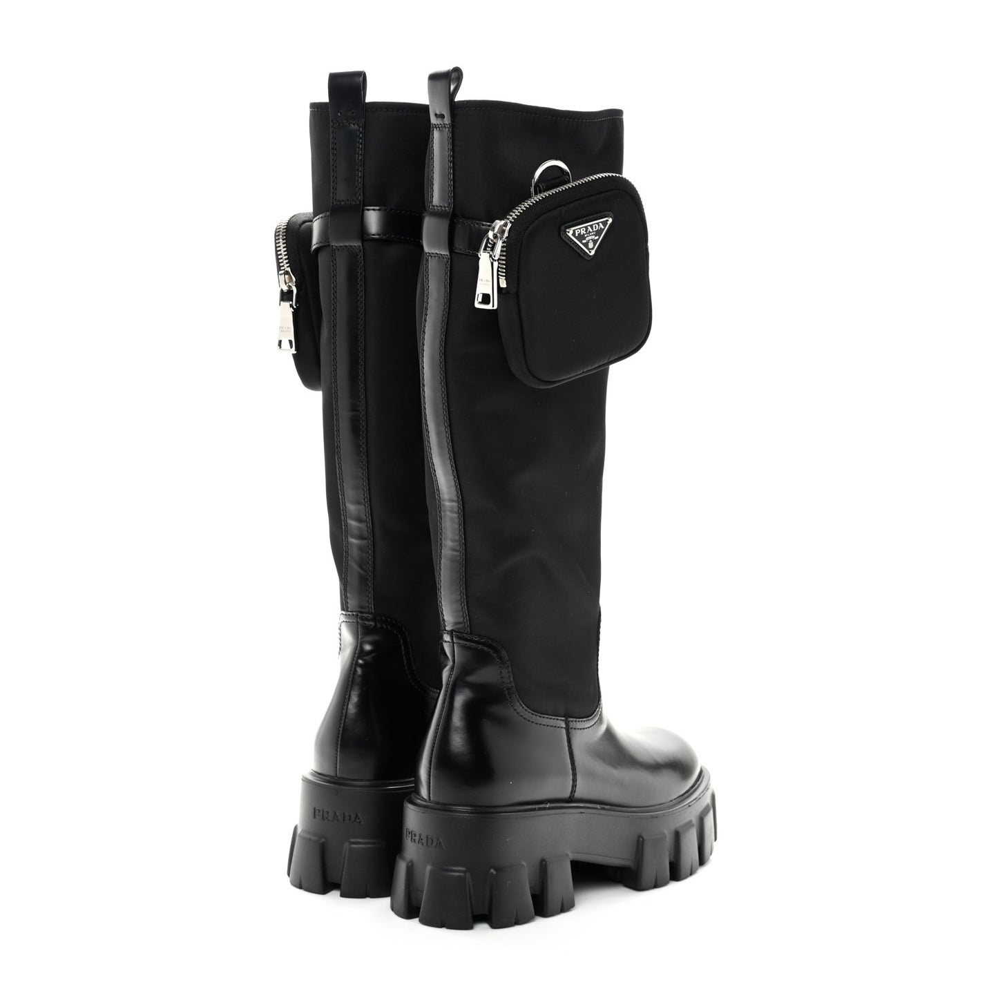 Spazzolato Rois Re-Nylon Metal Triangle Logo Monolith Pouch Pocket 55mm Tall Boots 37 Black