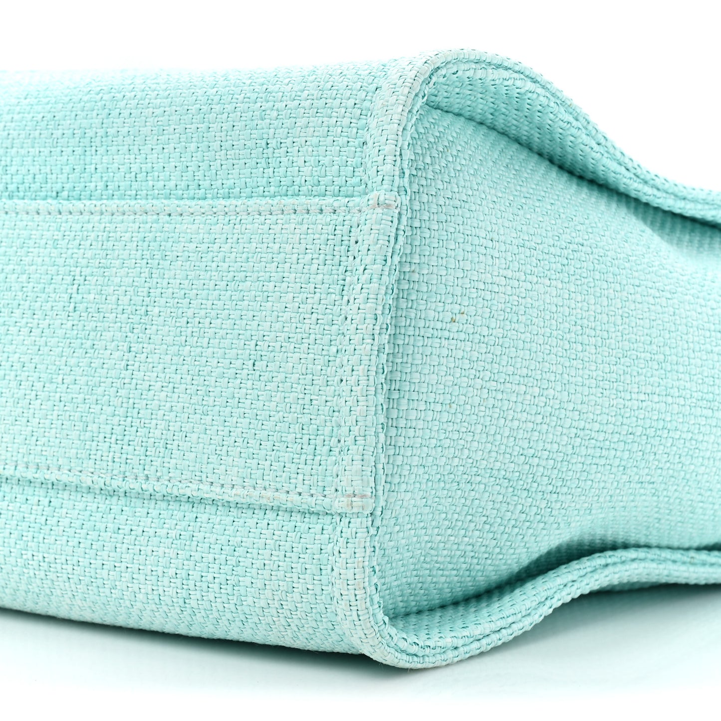 Woven Straw Raffia Small Deauville Tote Turquoise