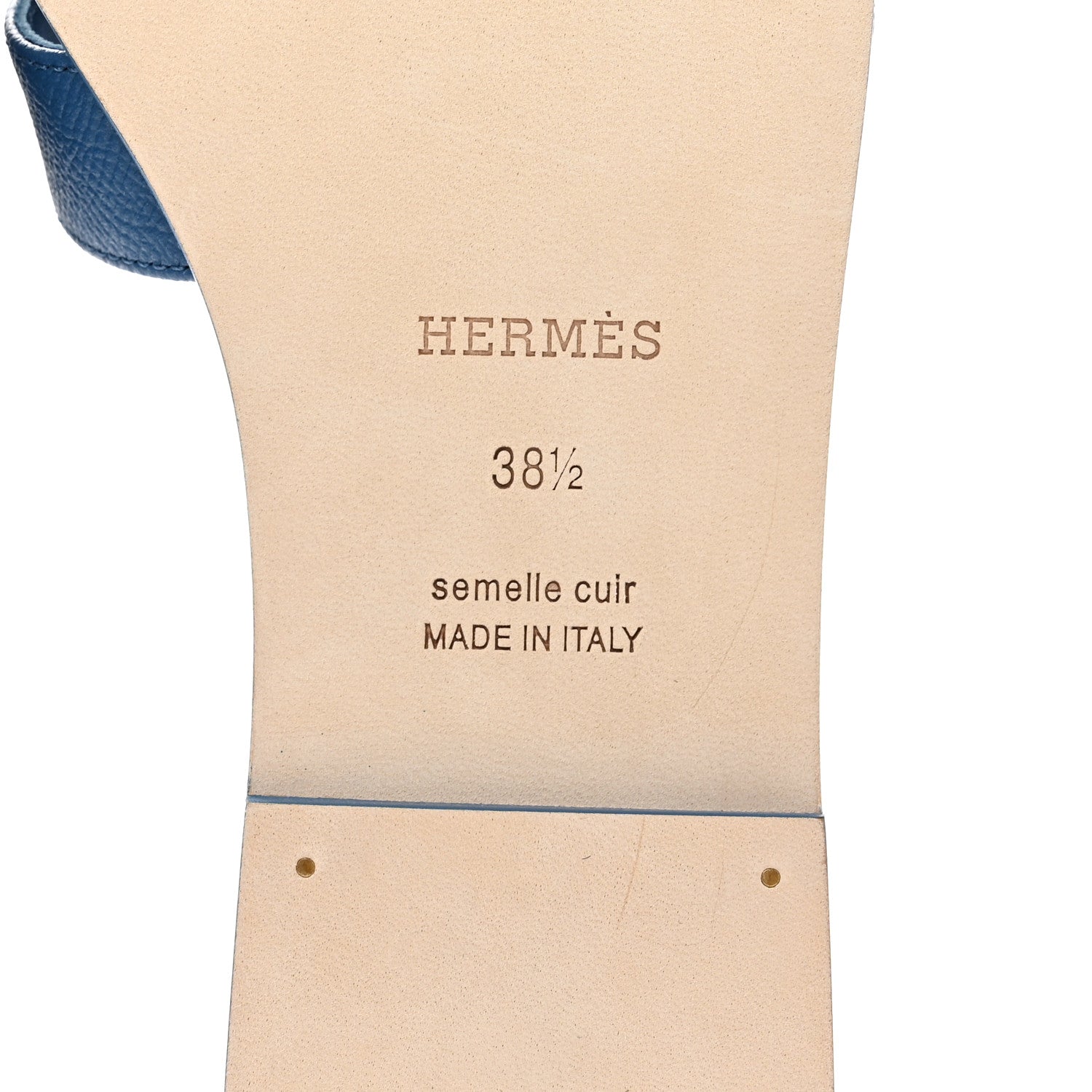 Hermes Epsom Oran Sandals 38.5 Bleu Bleuet 6 of 9