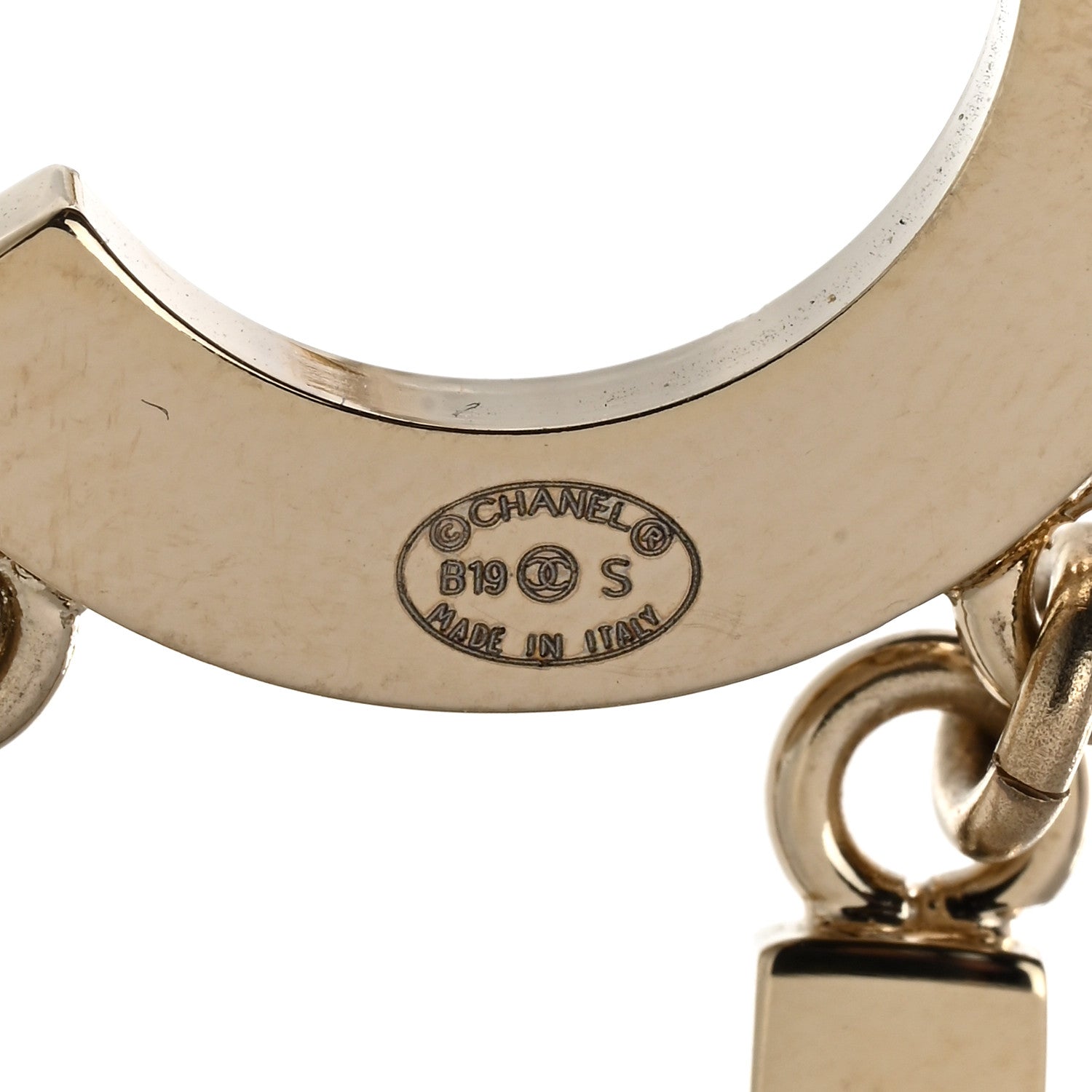 Chanel Metal Cha-Nel Logo Drop Earrings Gold 4 of 5