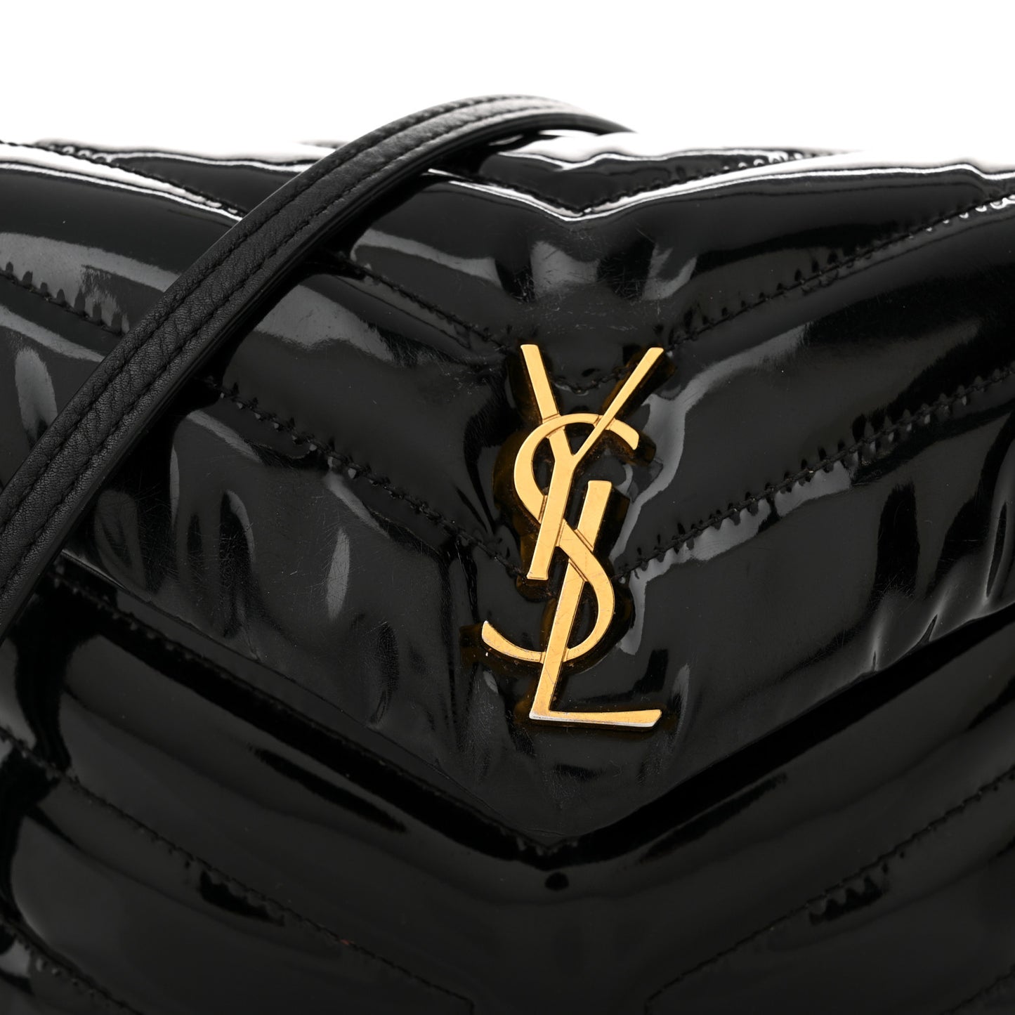 Patent Y Quilted Monogram Toy Loulou Crossbody Bag Black