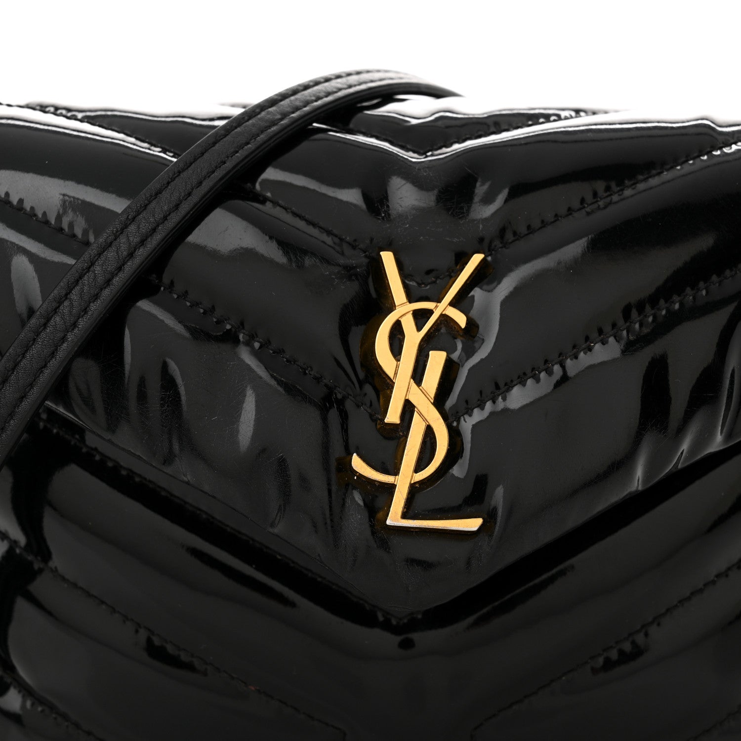 Saint Laurent Patent Y Quilted Monogram Toy Loulou Crossbody Bag Black 16 of 18