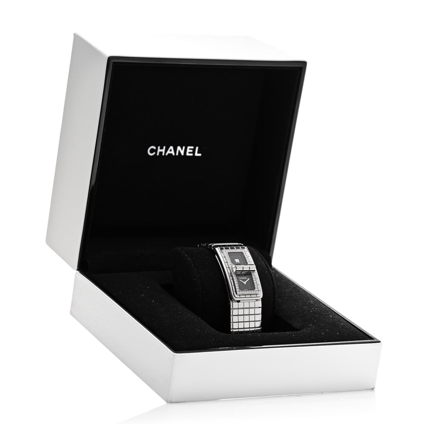 Stainless Steel Diamond Bezel 21mm Code Coco Quartz Watch Black