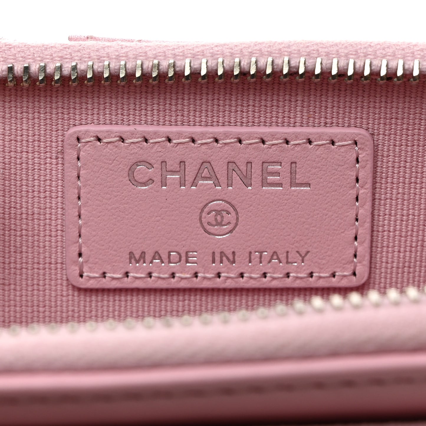 Lambskin Quilted Zip Card Holder Pink
