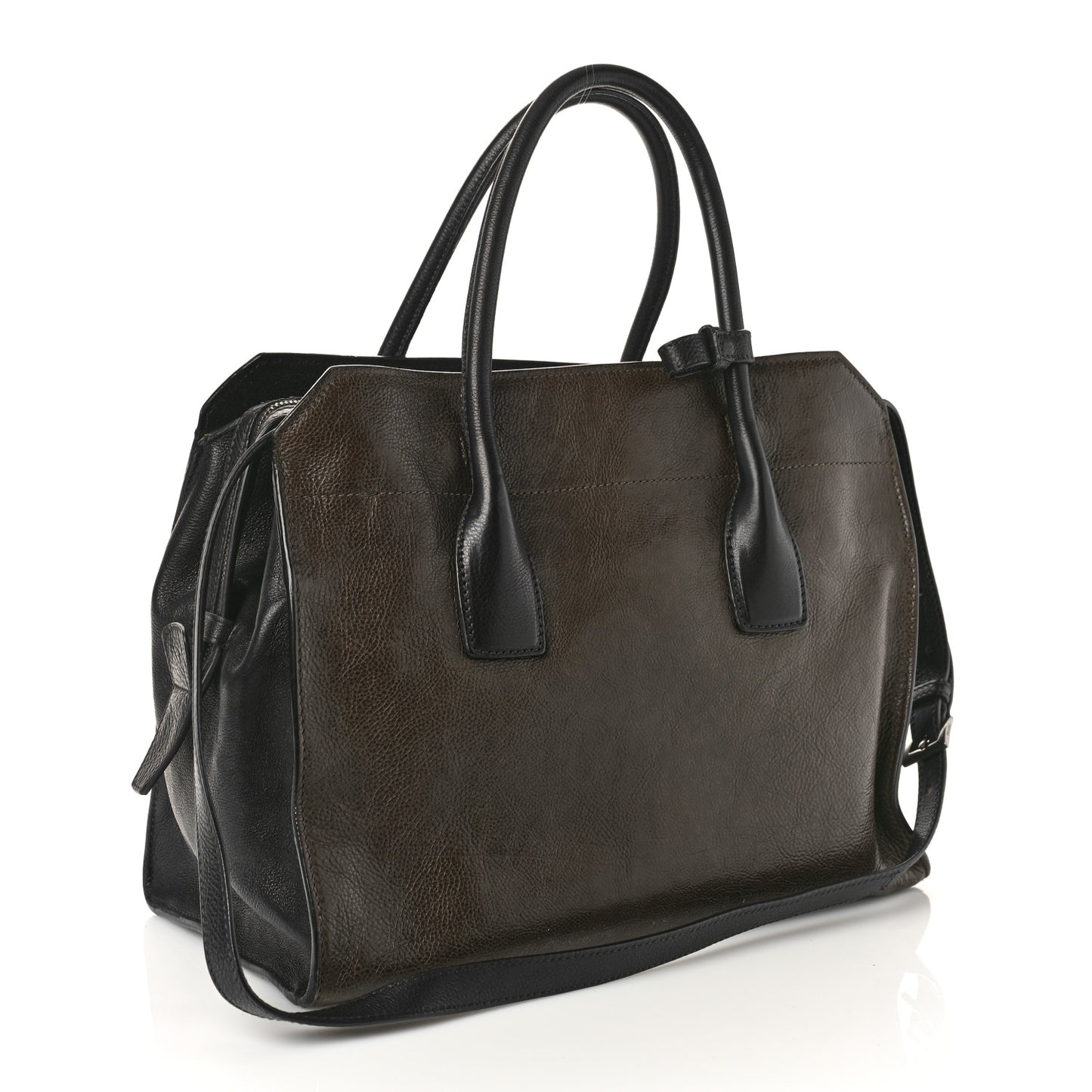 Glace Calfskin Zip Tote Moro Black