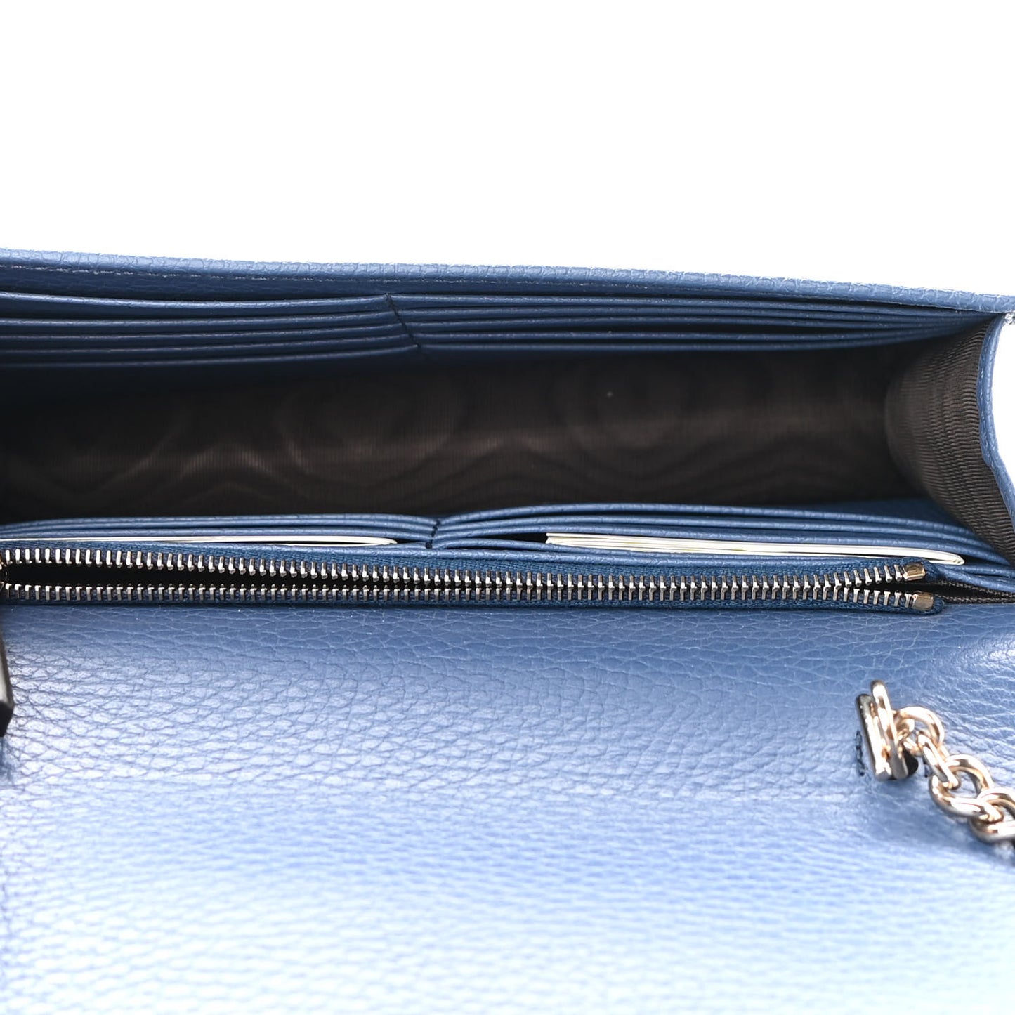 Dollar Calfskin Interlocking G Chain Wallet Caspian