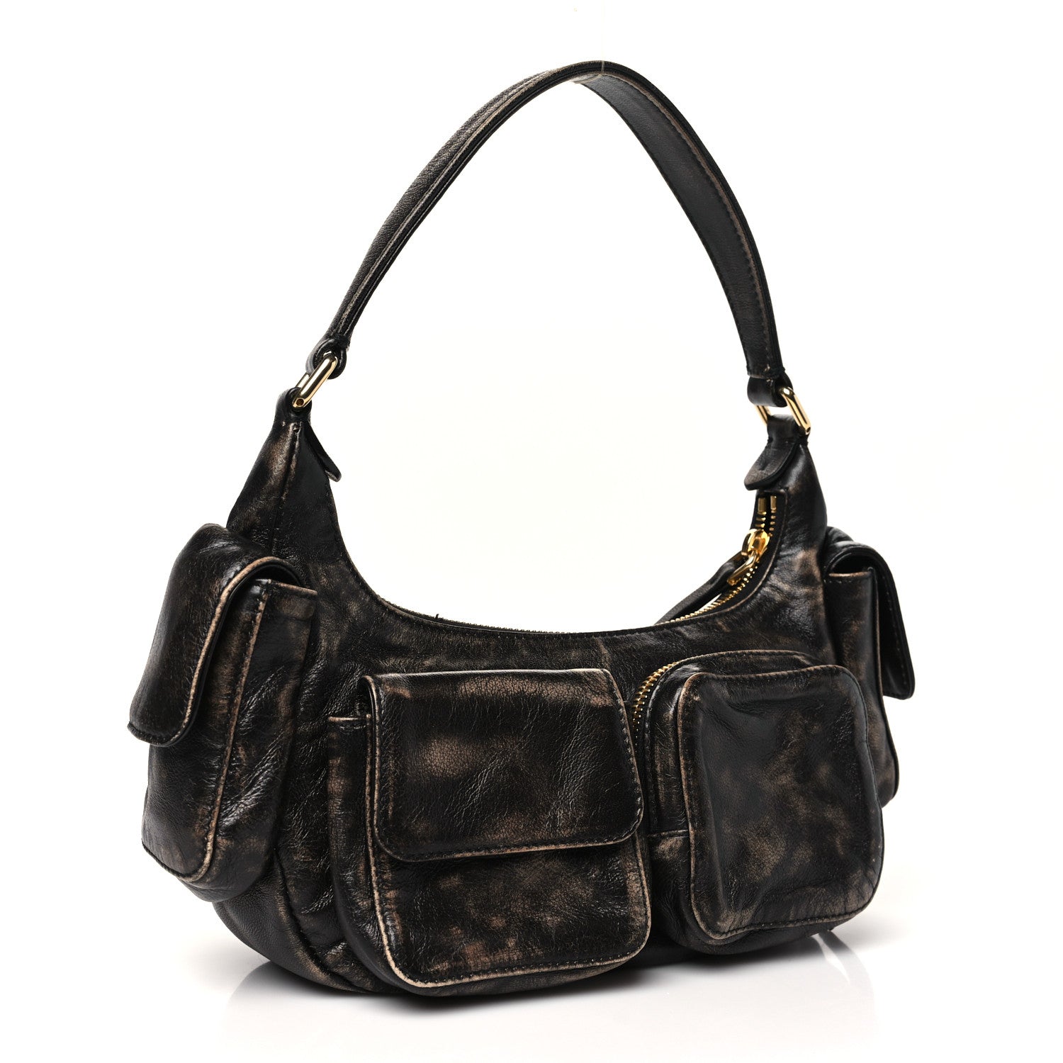 Miu Miu Distressed Nappa Pocket Bag  Sand Coffee 3 of 10