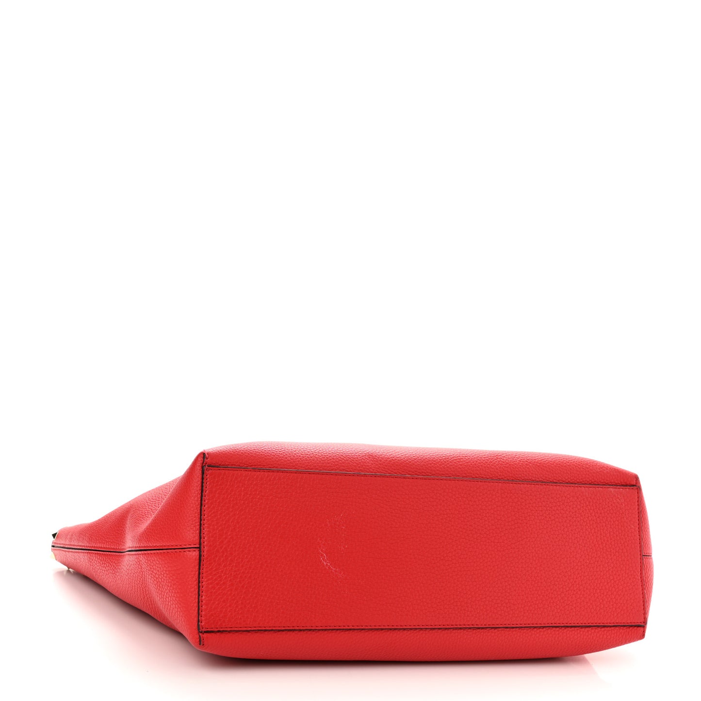 Grained Calfskin Rockstud Shoulder Tote Rouge Pur