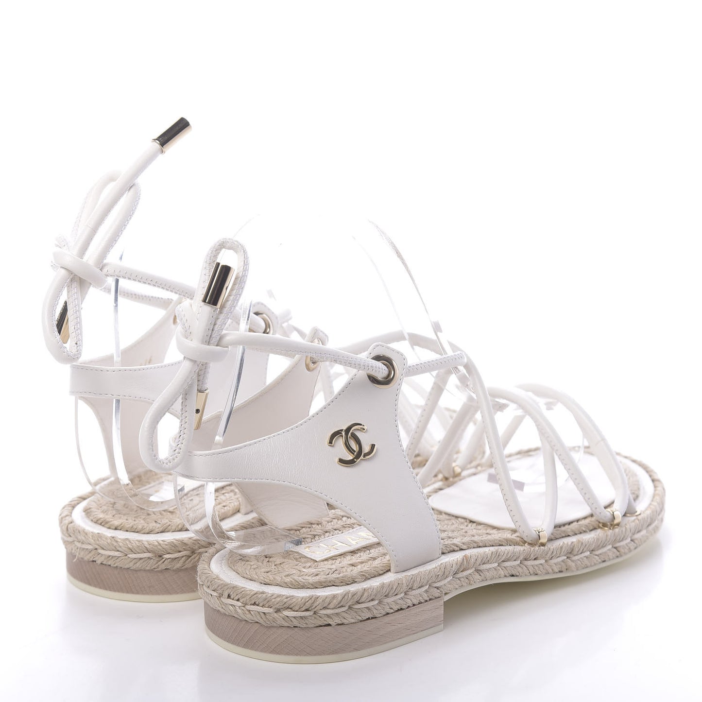Calfskin Espadrille Sandals 36 White