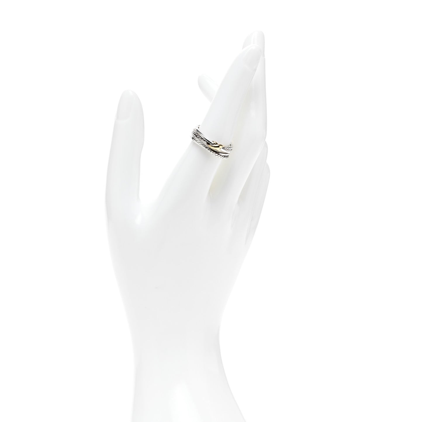 Sterling Silver 18K Yellow Gold 6mm X Crossover Ring 53 6.5