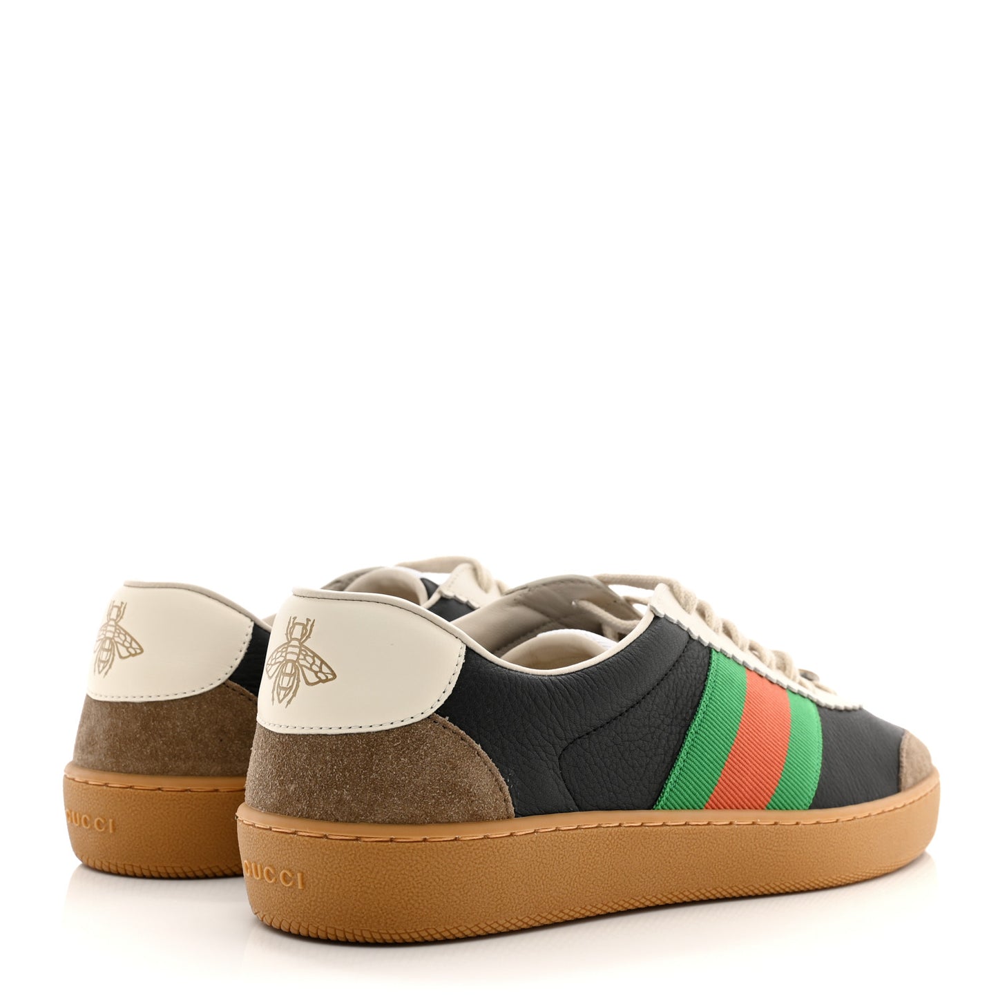 Calfskin Suede Web Mens G74 Sneakers 7 Ardesia Black New Mystic White