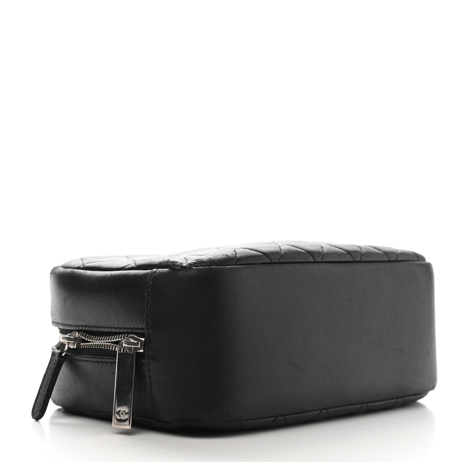 Chanel Lambskin Quilted Medium Curvy Pouch Cosmetic Case Black 4 of 10
